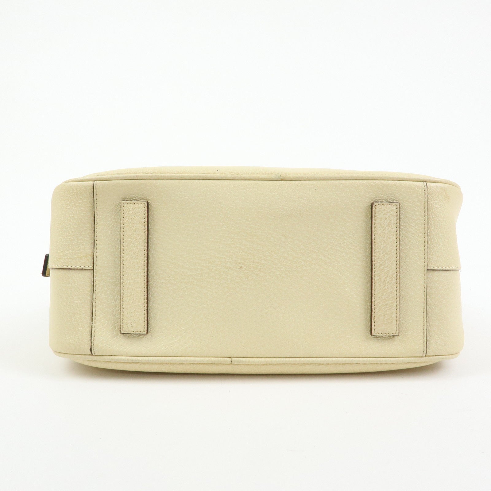 Prada Triangle Logo Leather Hand Bag Dome Bag Beige B11209