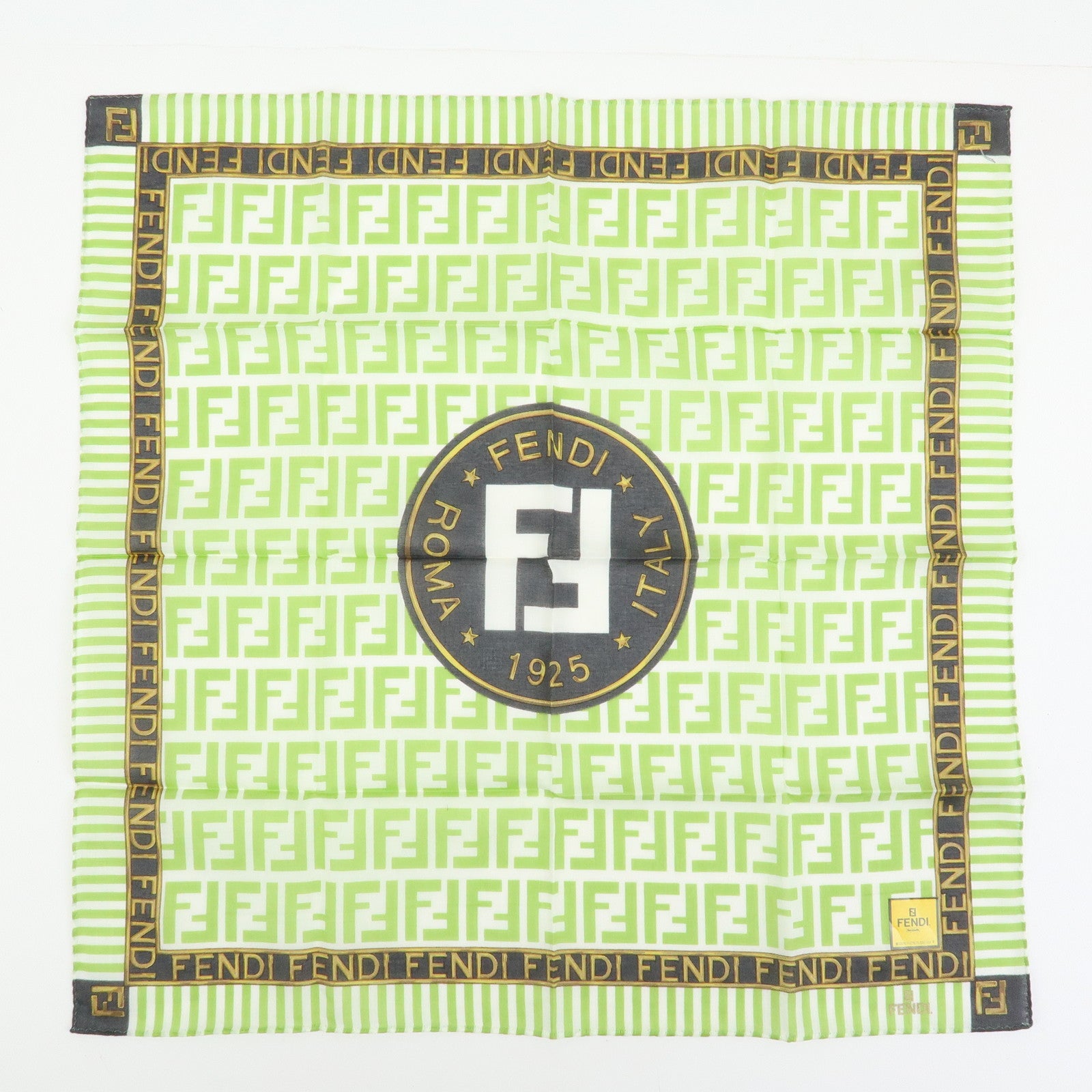 FENDI Zucca Zuccino Cotton 100% Lot of 5 Handkerchief Brown Green Pink
