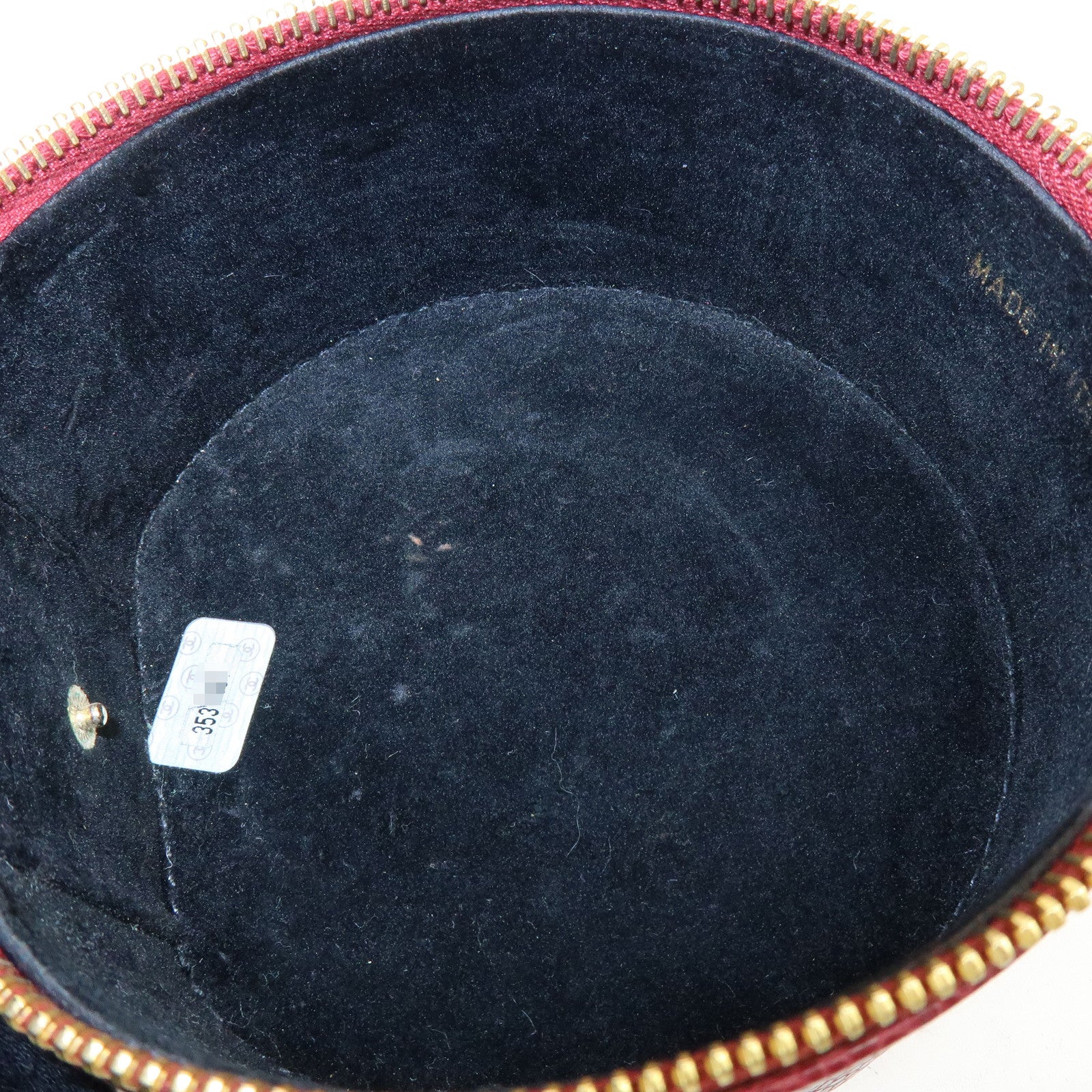 CHANEL COCO Mark Caviarskin Cosmetic Pouch Jewelry Case Bourdeaux Gold