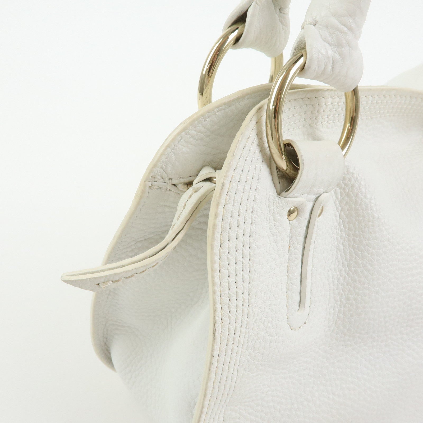 Celine Bittersweet Leather Shoulder Bag Hand Bag Hobo Bag White