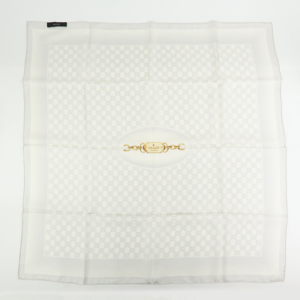 GUCCI Horsebit Silk100% Scarf Shawl White