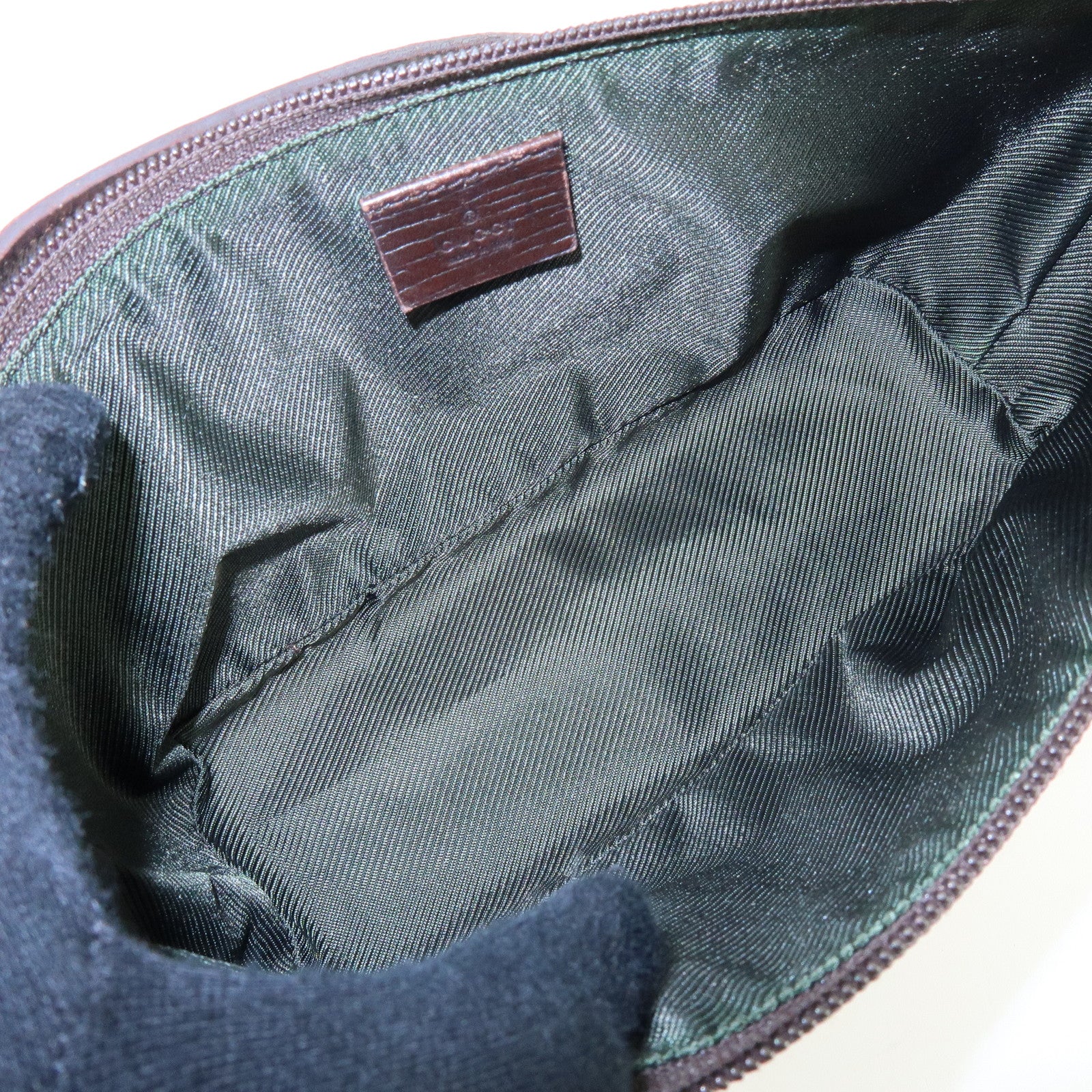 GUCCI Boat Bag GG Canvas Leather Hand Bag Accessory Pouch 07198