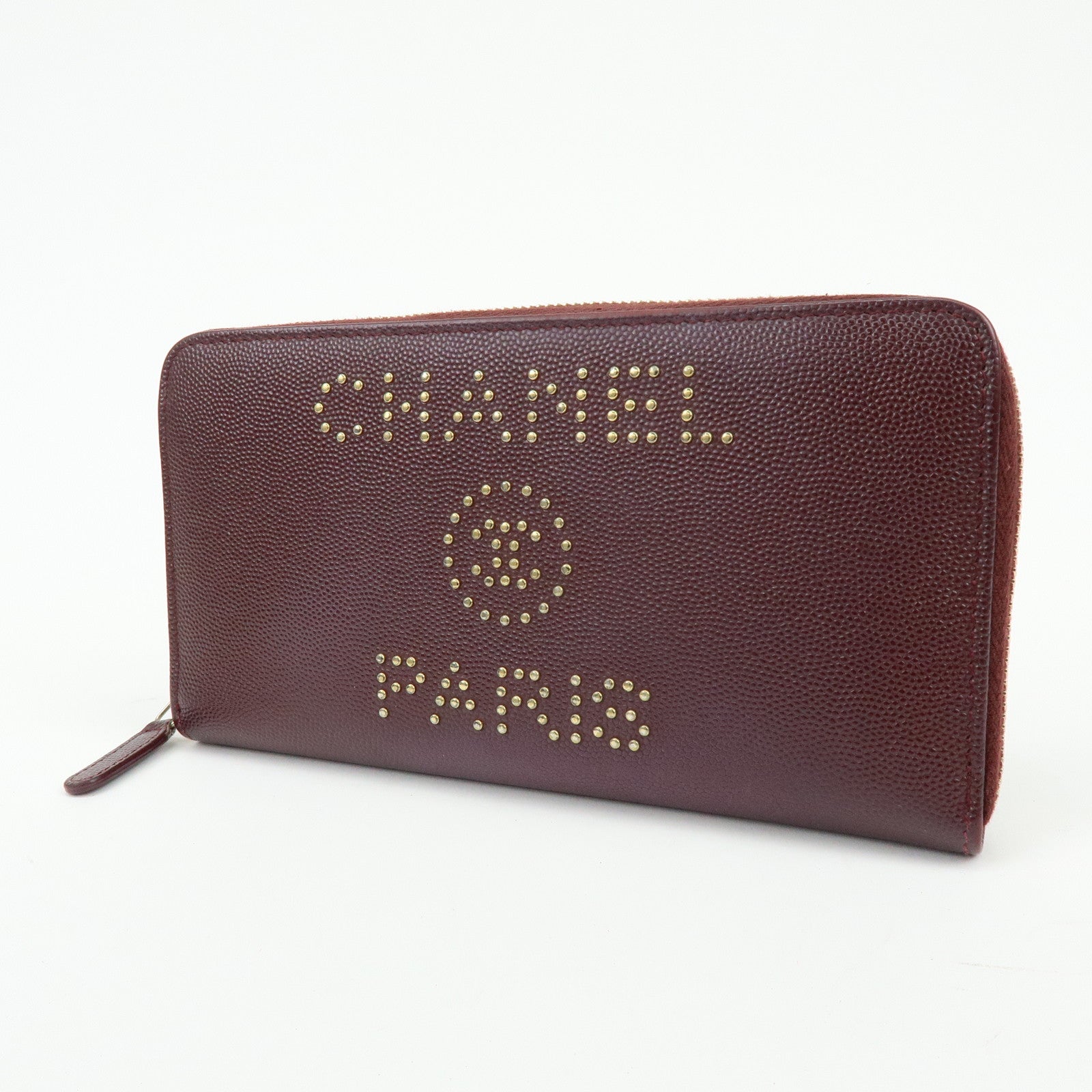 CHANEL Deauville COCO Mark Caviarskin Round Zippy Long Wallet A82281