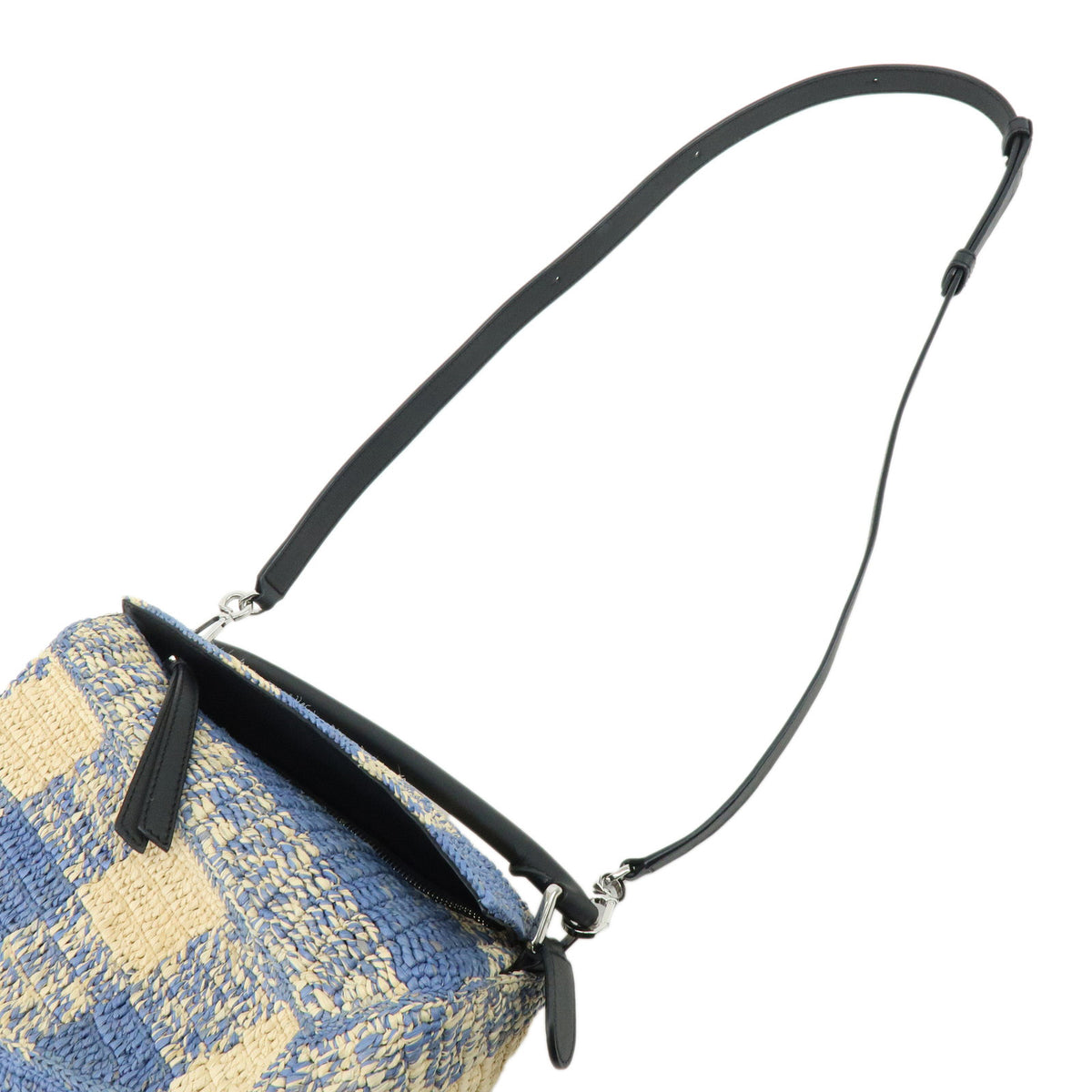 LOEWE Puzzle Bag Small Paulas Ibiza Raffia Leather 2Way Hand Bag Blue