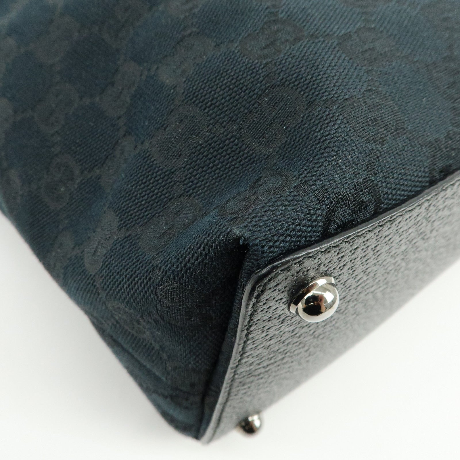 GUCCI GG Canvas Leather Tote Bag Shoulder Bag Black 139552