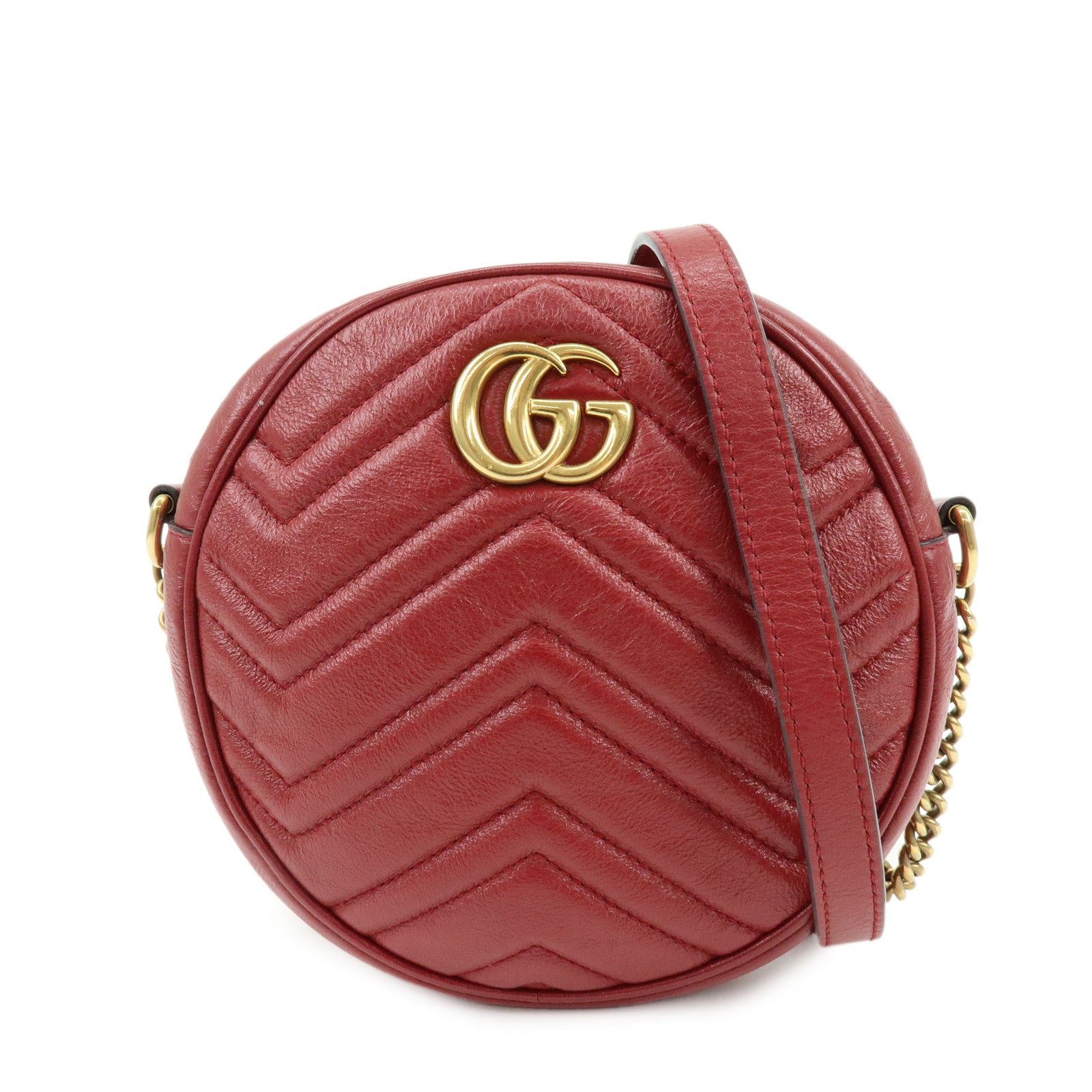 GUCCI GG Marmont Chevron Leather Chain Shoulder Bag Heart 550154