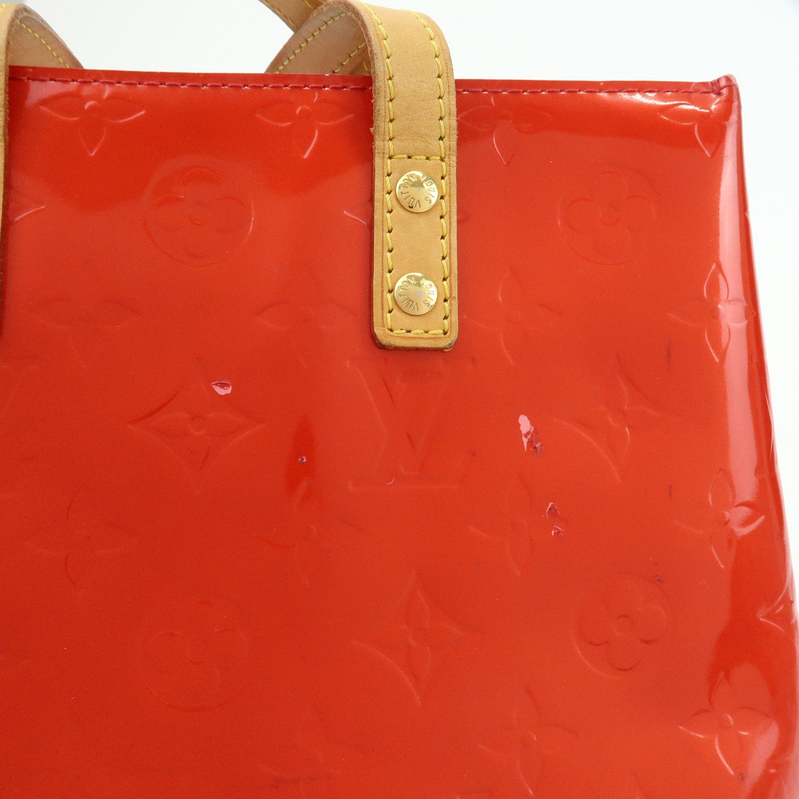 Louis Vuitton Monogram Vernis Reade PM Hand Bag Rouge M91088