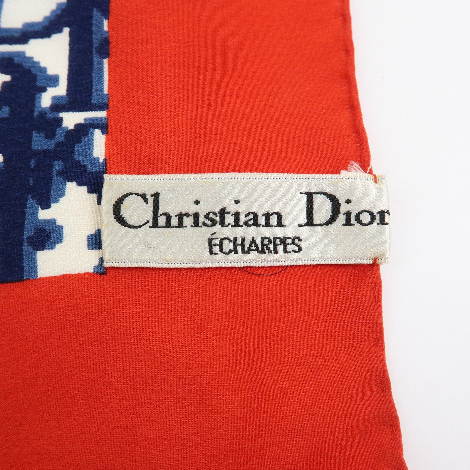 Christian Dior Trotter Silk100% Scarf Shawl Navy Red