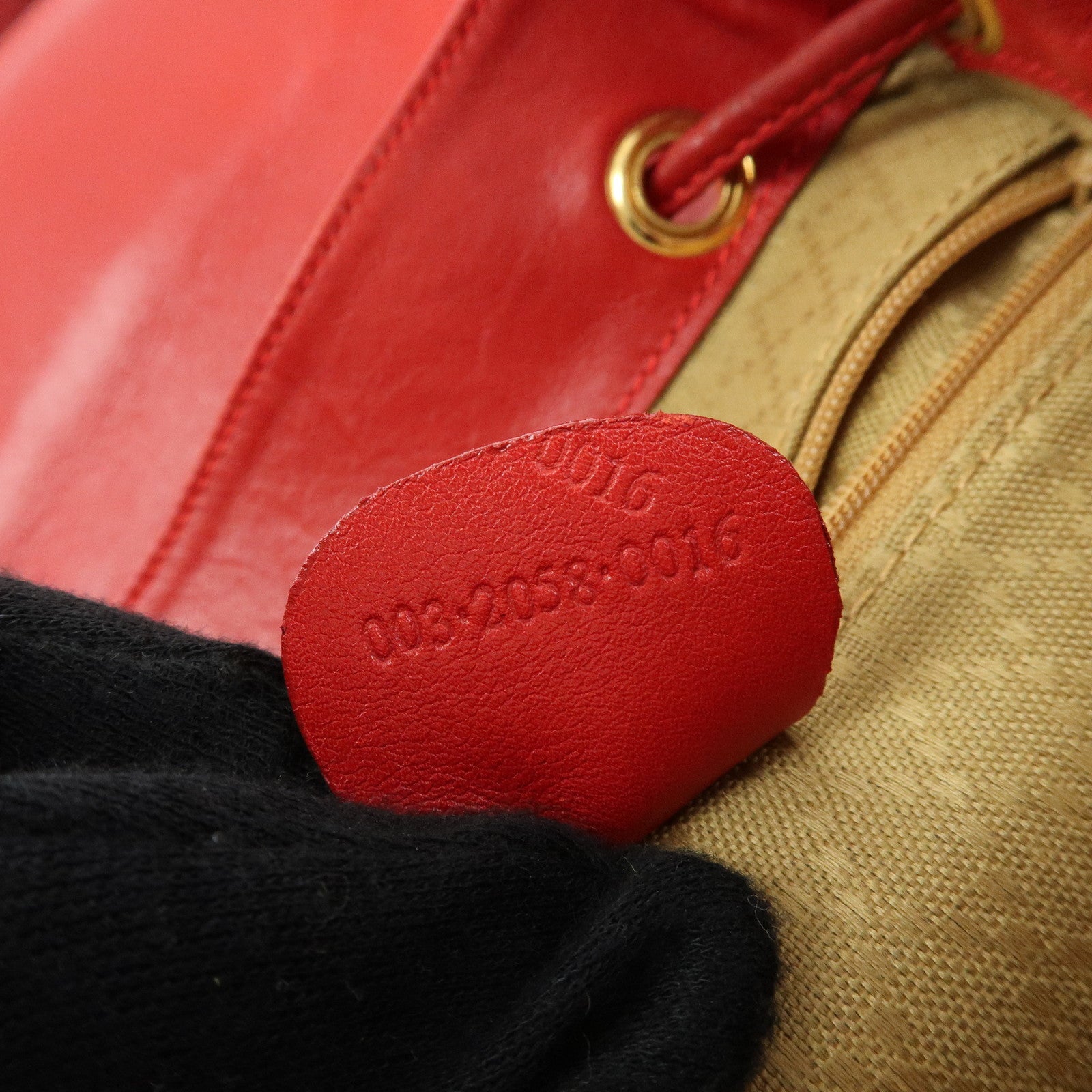 Gucci Bamboo Leather Backpack Rucksack Red 003・2058・0016