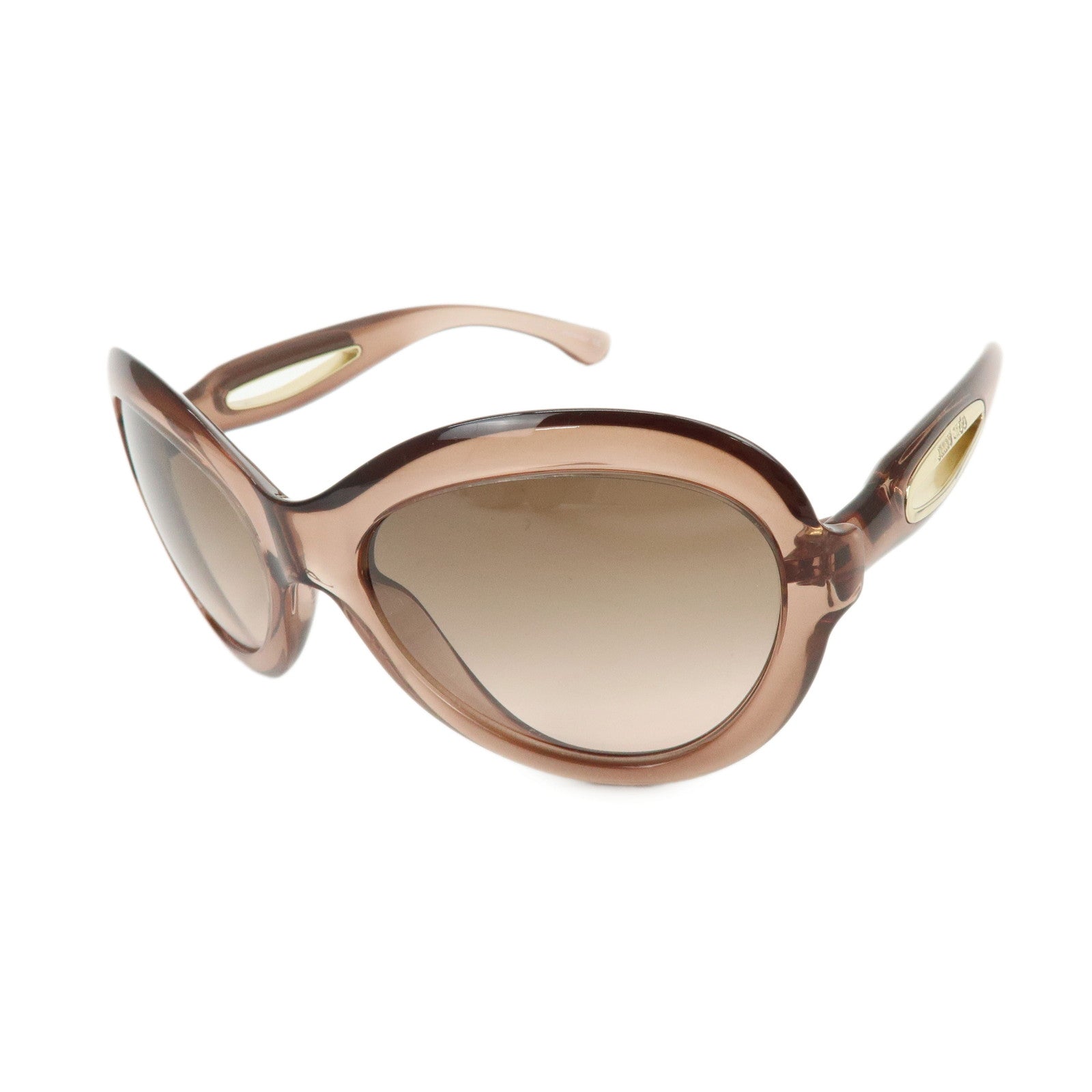 JIMMY CHOO Plastic Oval Cat Eye Sunglasses Transparent Brown