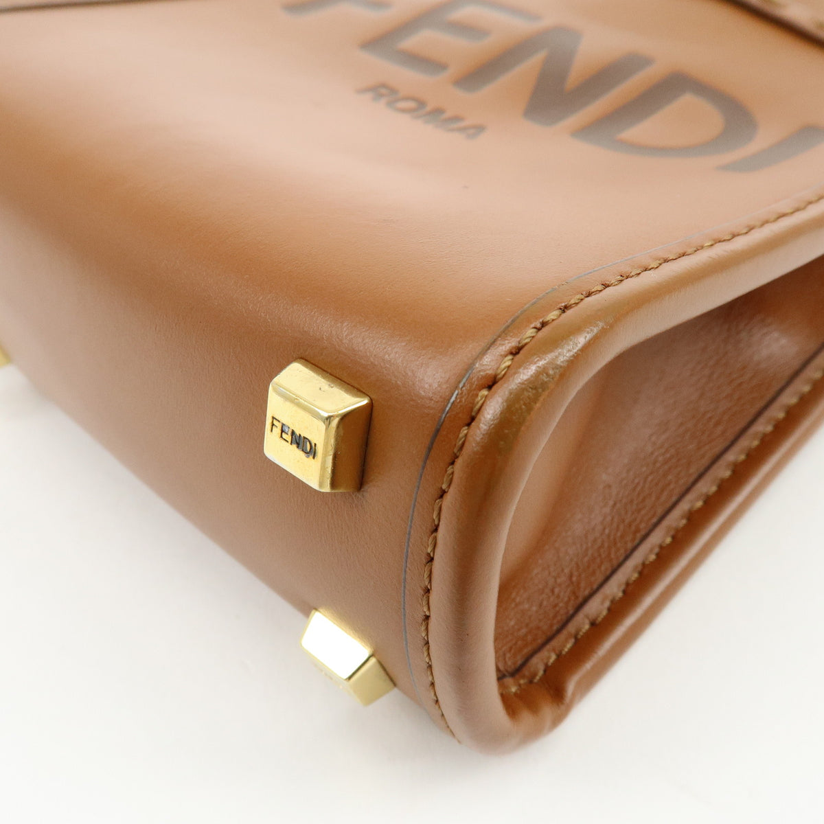 FENDI Sunshine Shopper Small 2Way Bag Shoulder Bag Camel 8BS051