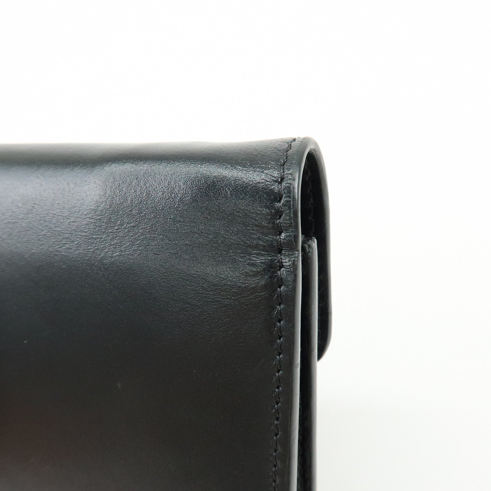 CELINE C Logo Leather Chain Long Flap Wallet Black