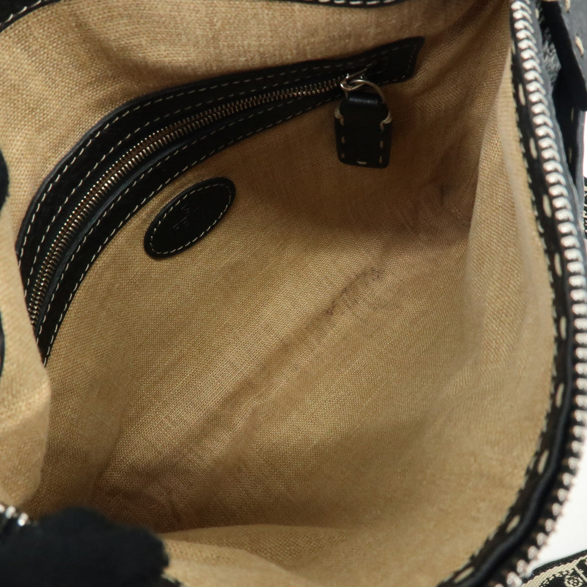 FENDI Selleria Leather Canvas Shoulder Bag Crossbody Bag Black 8BT092