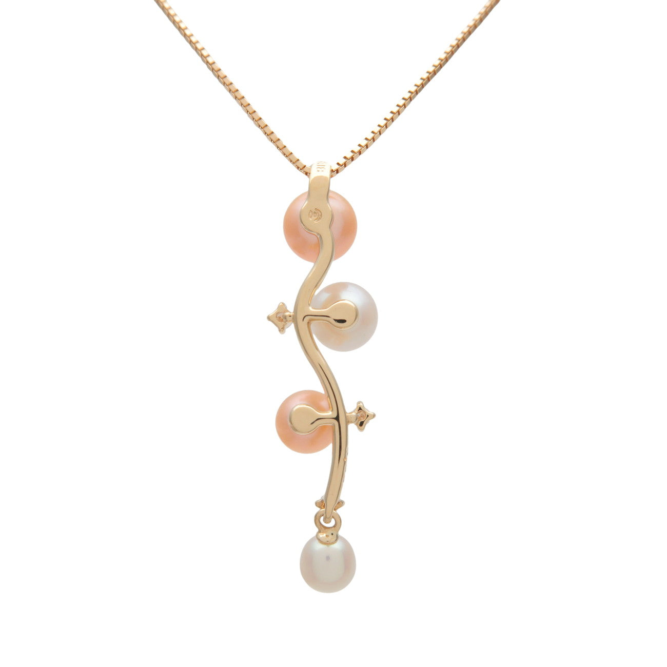 TASAKI Pearl Diamond Necklace 0.03ct K18 750YG Yellow Gold