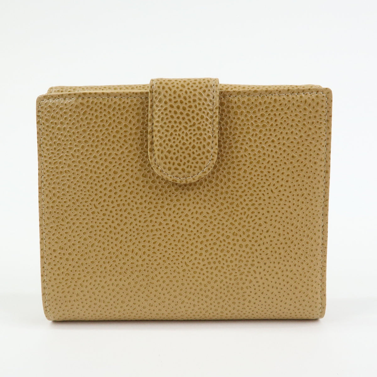 CHANEL COCO Mark Caviarskin W Hook Flap Compact Wallet Beige A13496
