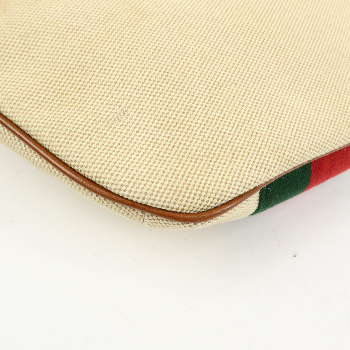 GUCCI Sherry Interlocking G Canvas Leather Waist Body Bag Beige 575082