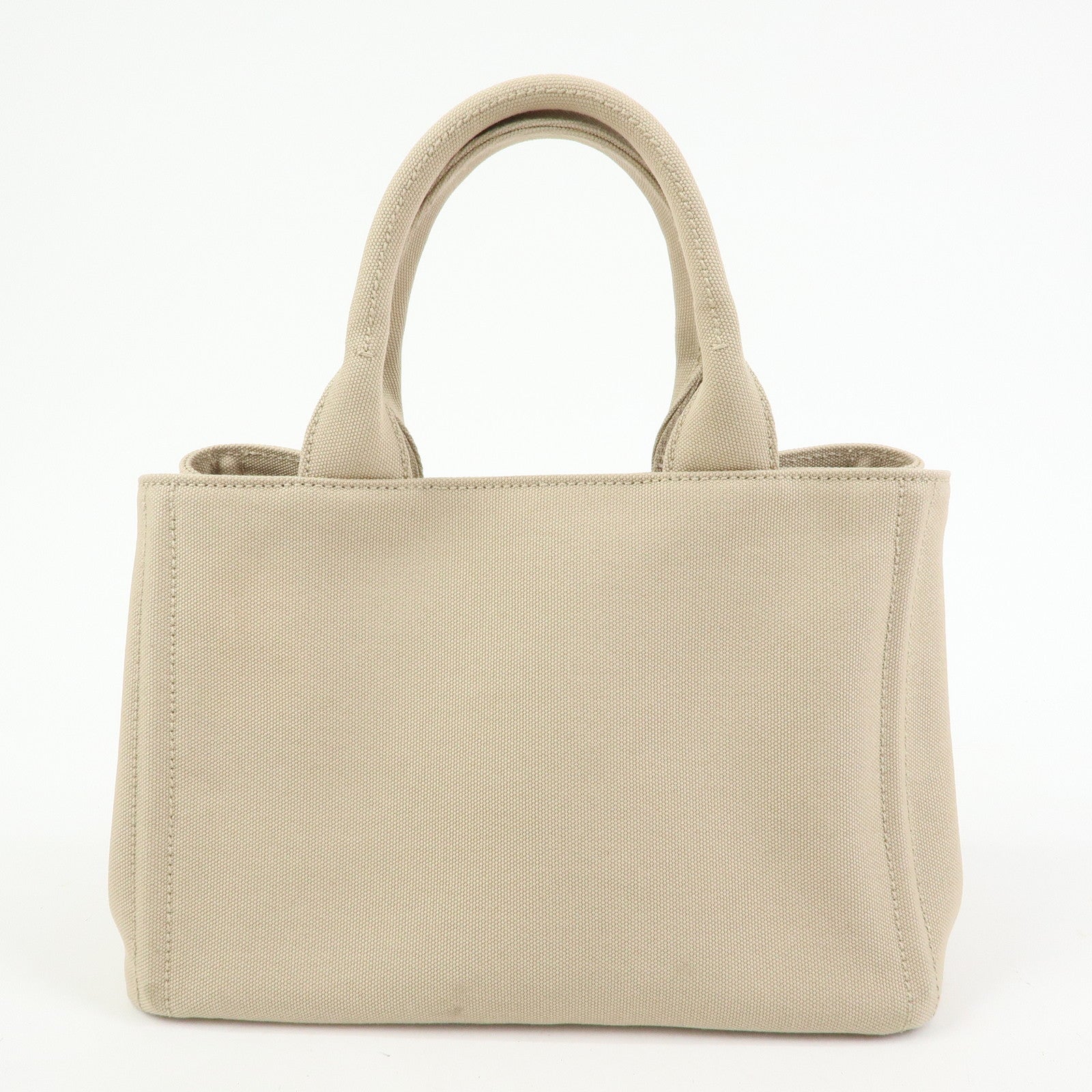 PRADA Canapa Triangle Logo Canvas 2Way Hand Bag Shoulder Bag Beige