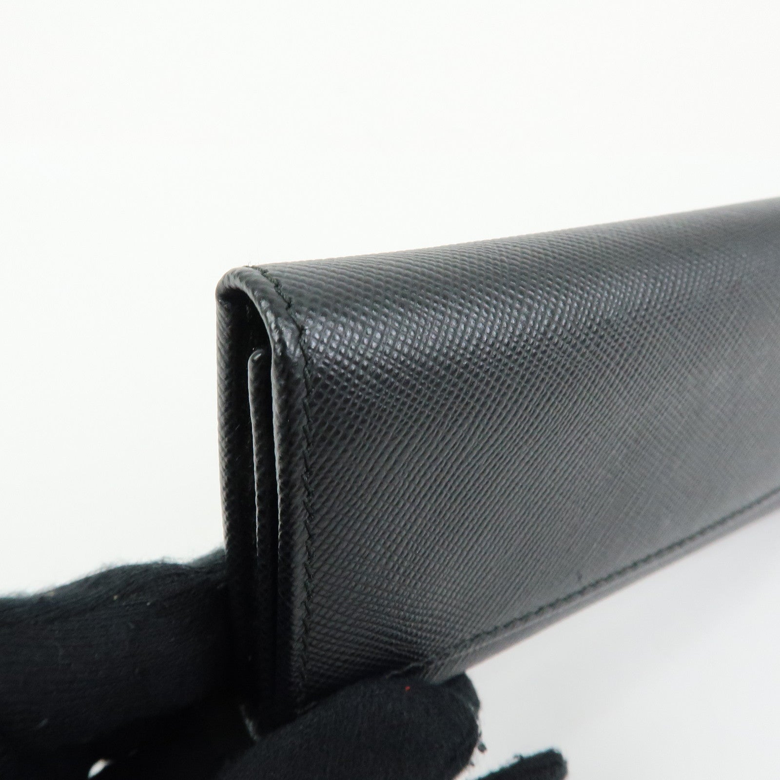PRADA Saffiano Leather 6 Rings Key Case Key Holder Black