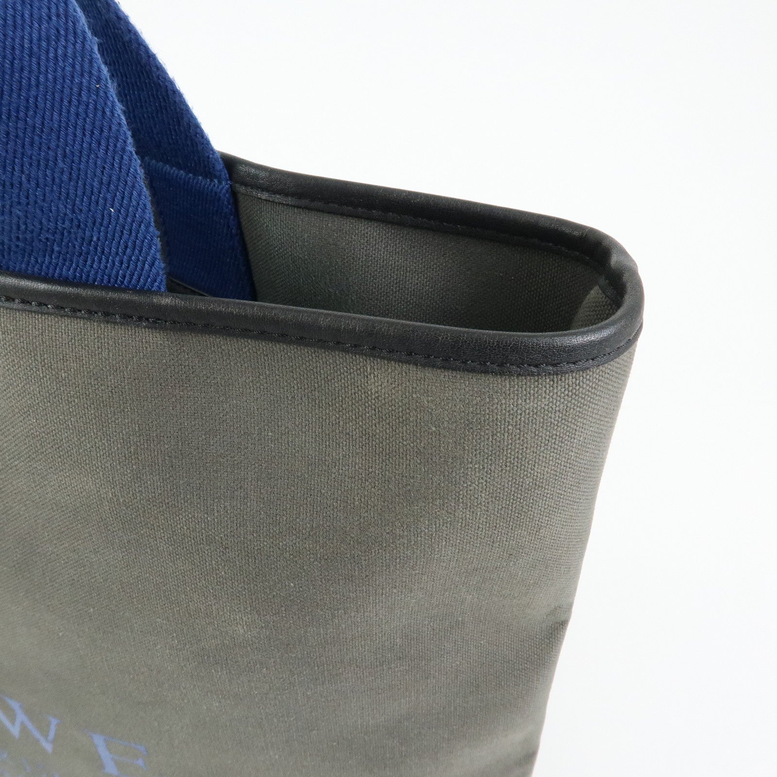 LOEWE Logo Canvas Leather Tote Bag Shoulder Bag Hand Bag Gray Blue