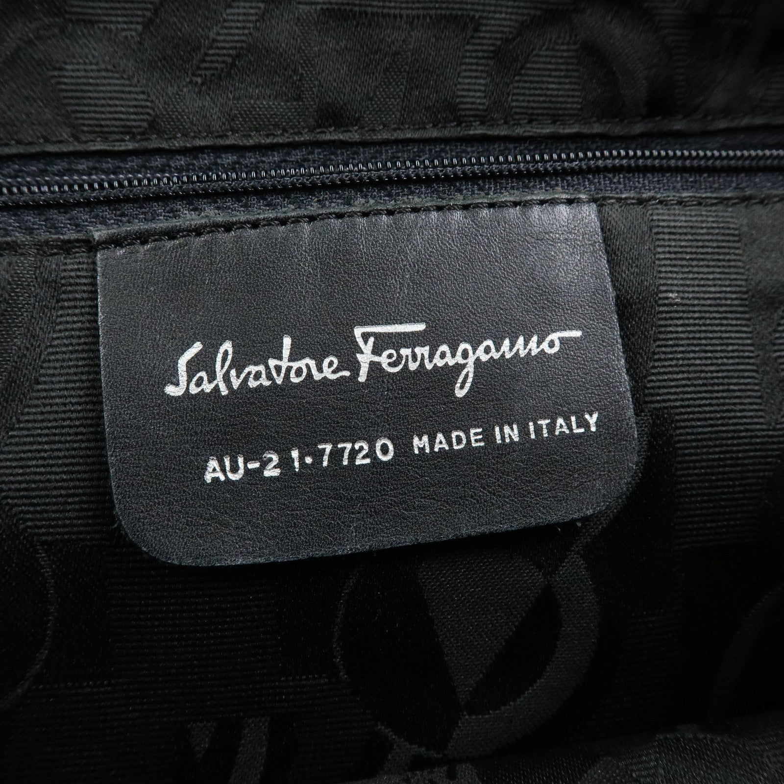 Ferragamo Vara Canvas Leather Shoulder Bag Hand Bag Black