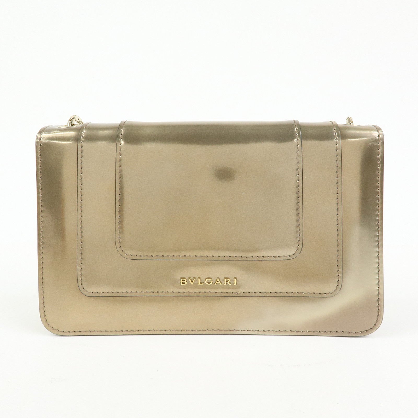 BVLGARI Serpenti Leather Forever Shoulder Crossbody Bag Gold Malachite