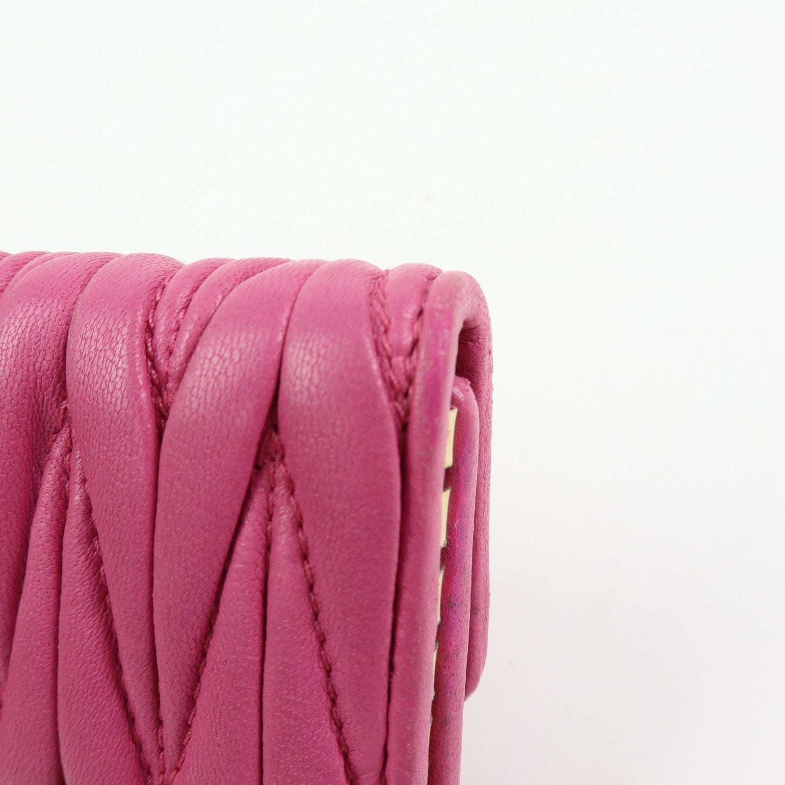 MIU MIU Matelasse Leather 6 Ring Key Case Key Holder Pink