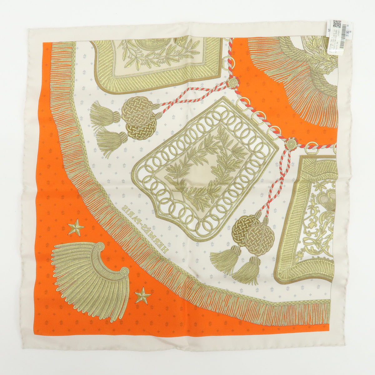 HERMES Carre 45 Gavroche Silk 100 % Scarf Poste et Cavalerie Orange