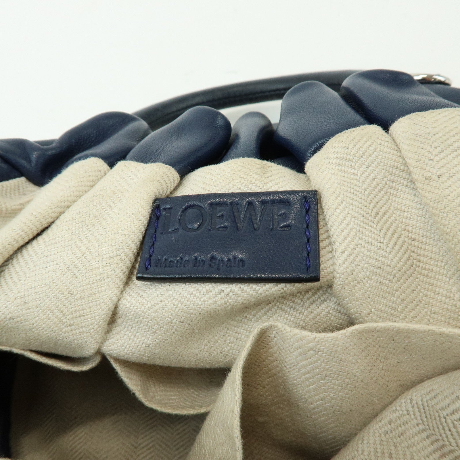 LOEWE Anagram Nappa Leather 2Way Bag Hand Bag Shoulder Bag Navy