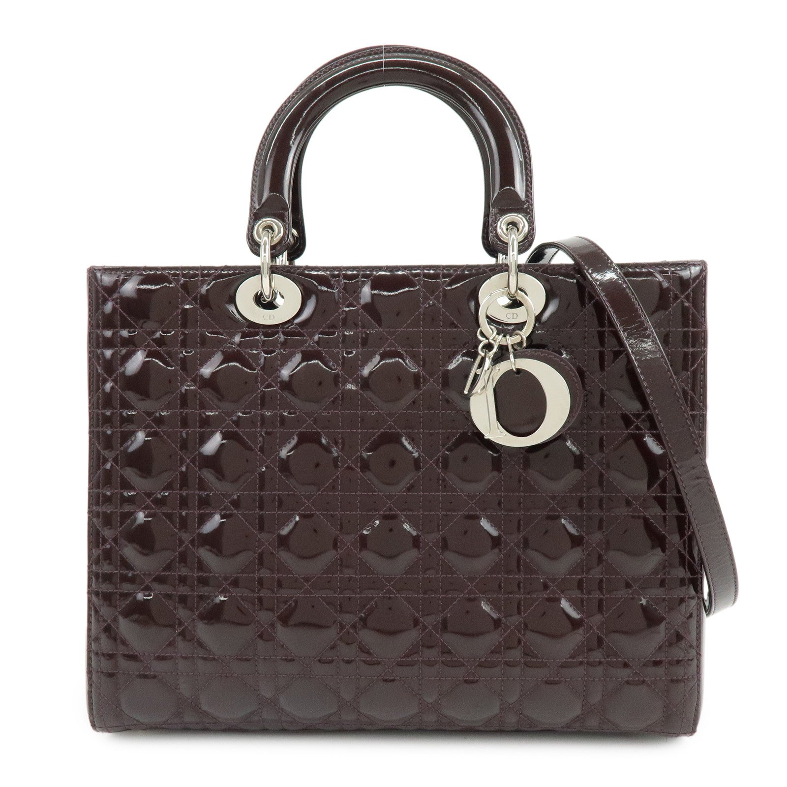 Christian Dior Lady Dior Cannage 2Way Bag Hand Bag Shoulder Bag Purple