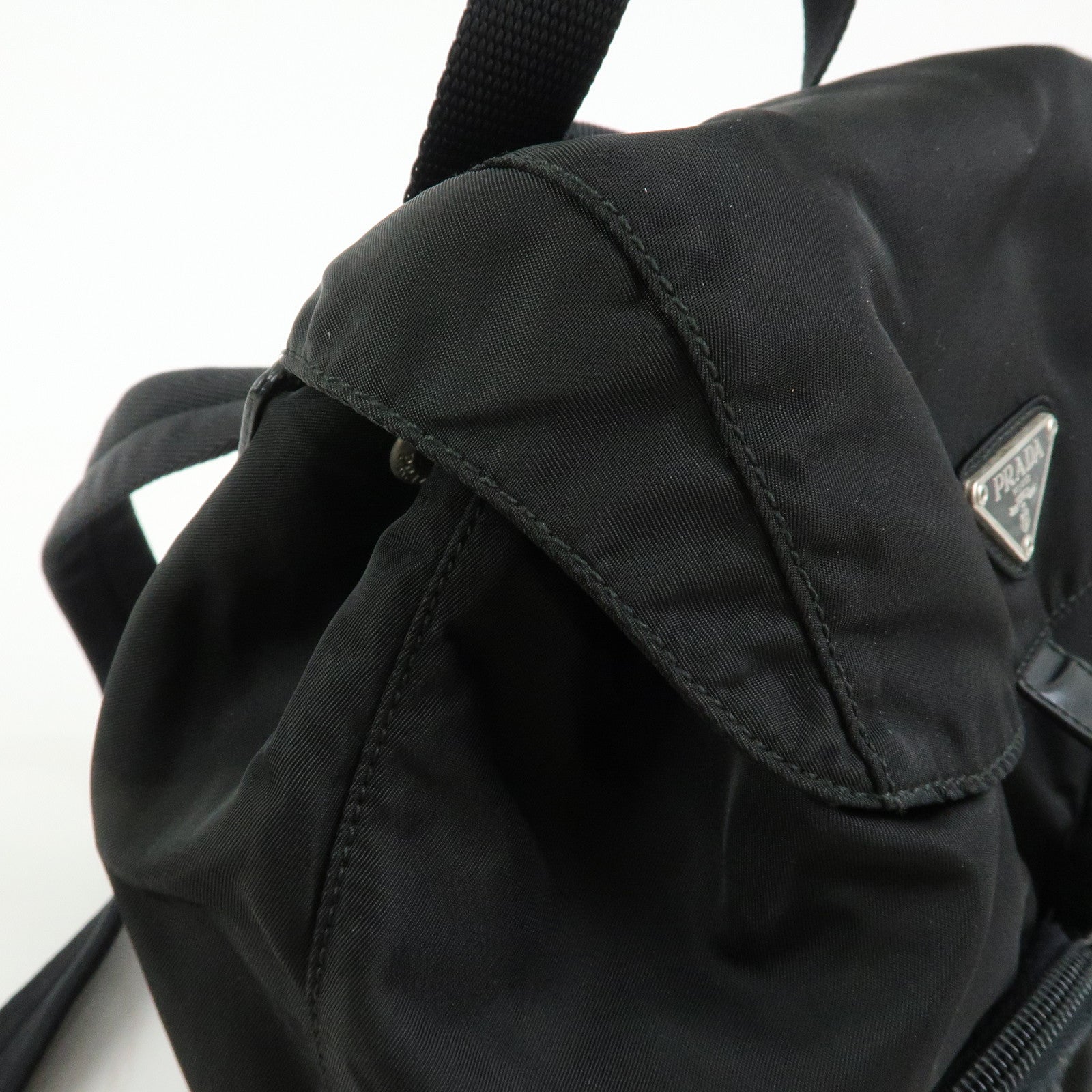 PRADA Triangle Logo Nylon Backpack Rucksack Black 1BZ005