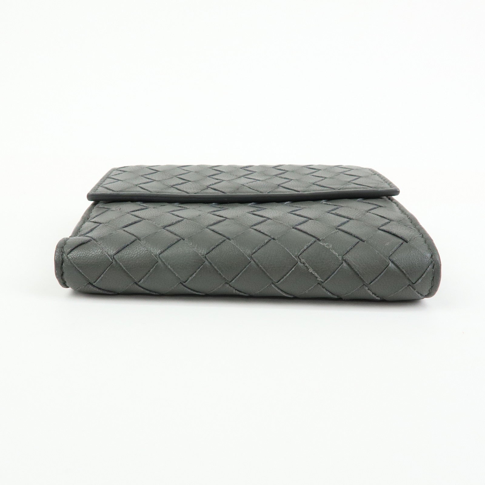 BOTTEGA VENETA Intrecciato Leather Compact Wallet Grey