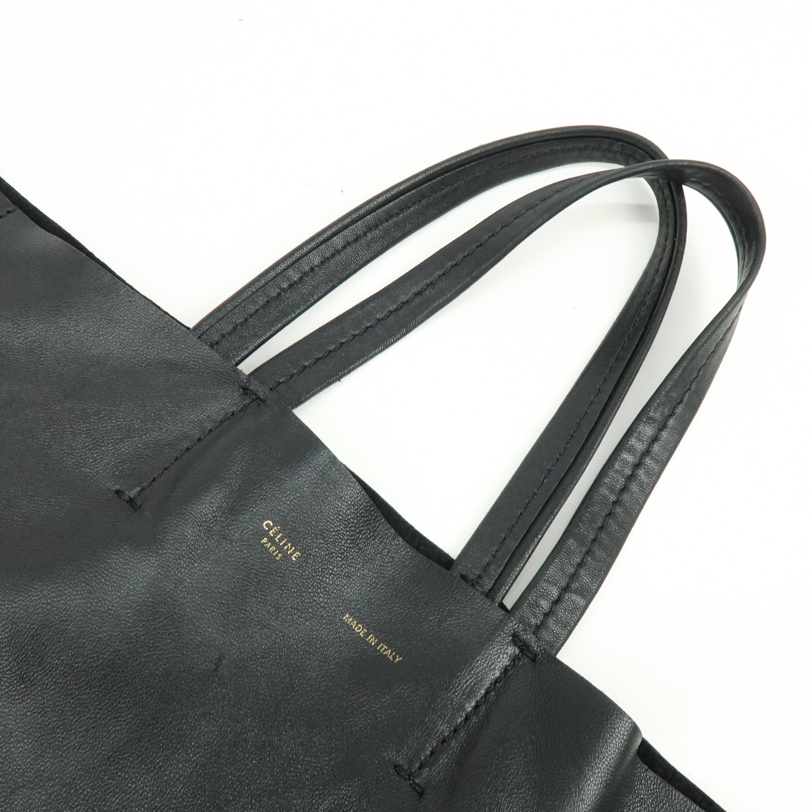 CELINE Horizontal Cabas Leather Tote Bag Hand Bag Black