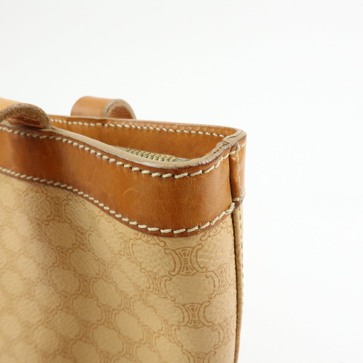 CELINE Macadam PVC Leather Shoulder Bag Tote Bag Beige Brown