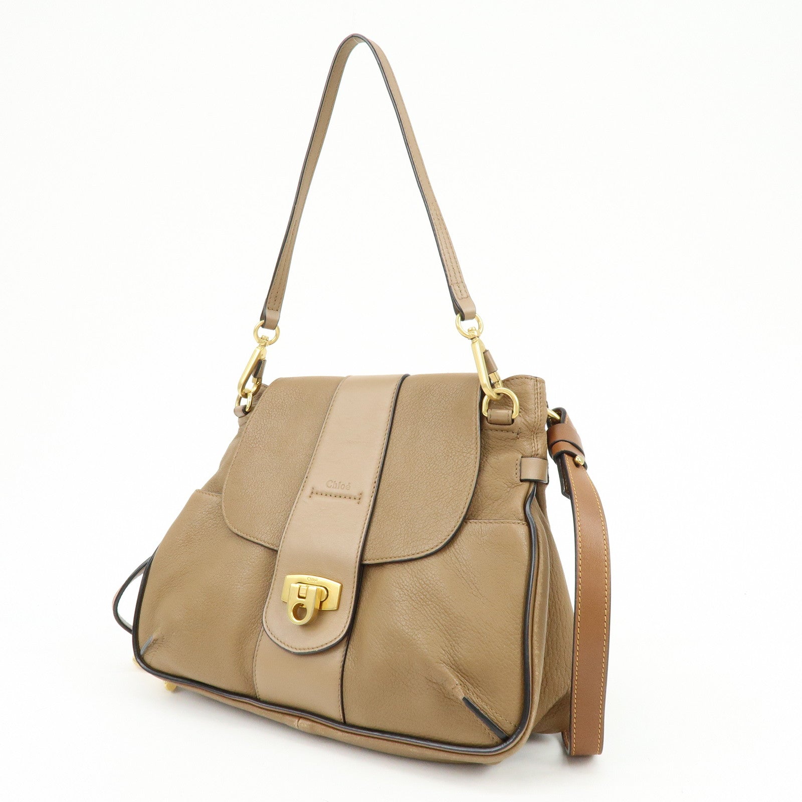 Chloe Lexa Leather 2Way Bag Shoulder Bag Hand Bag Brown