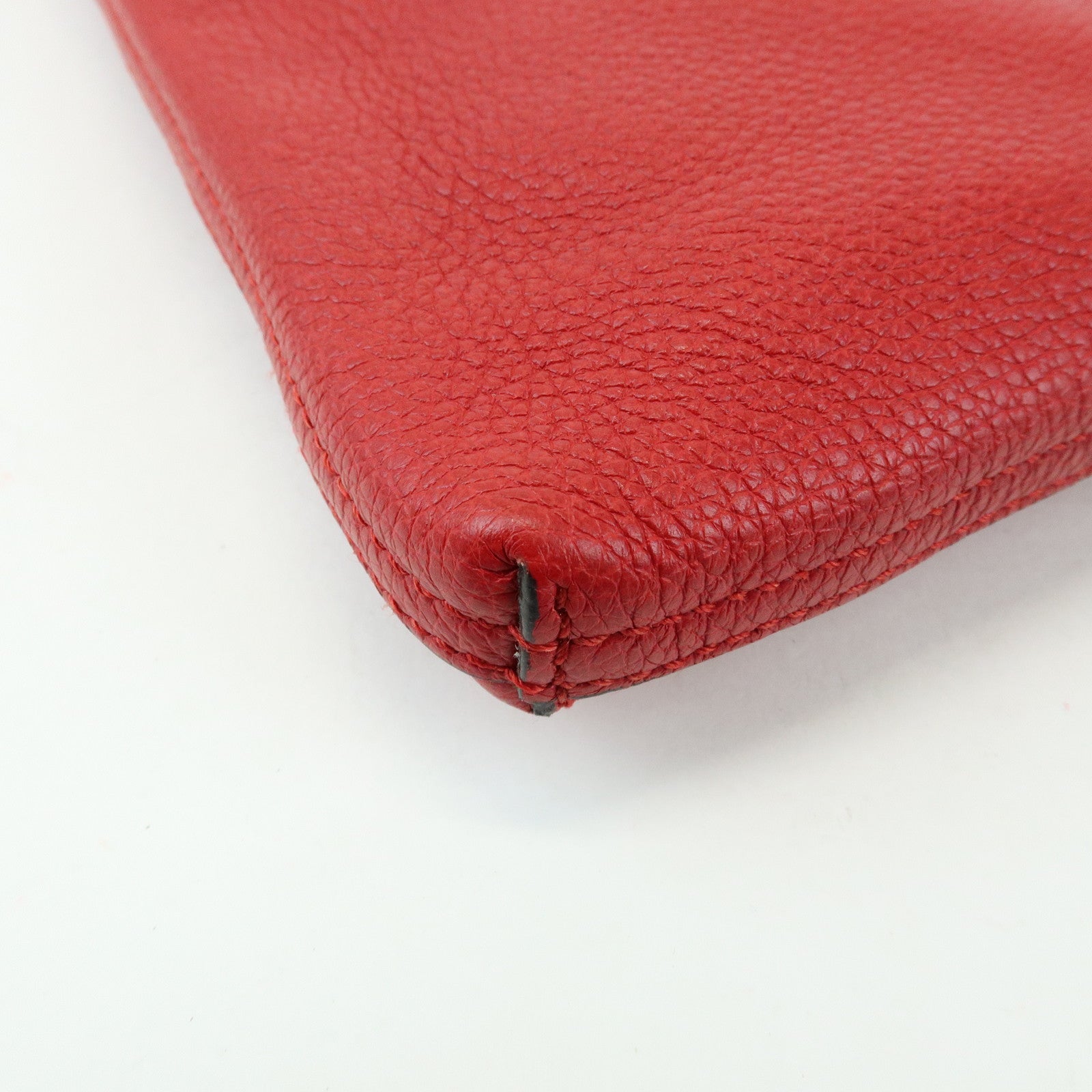 GUCCI Vintage Logo Portfolio Leather Clutch Bag Pouch Red
