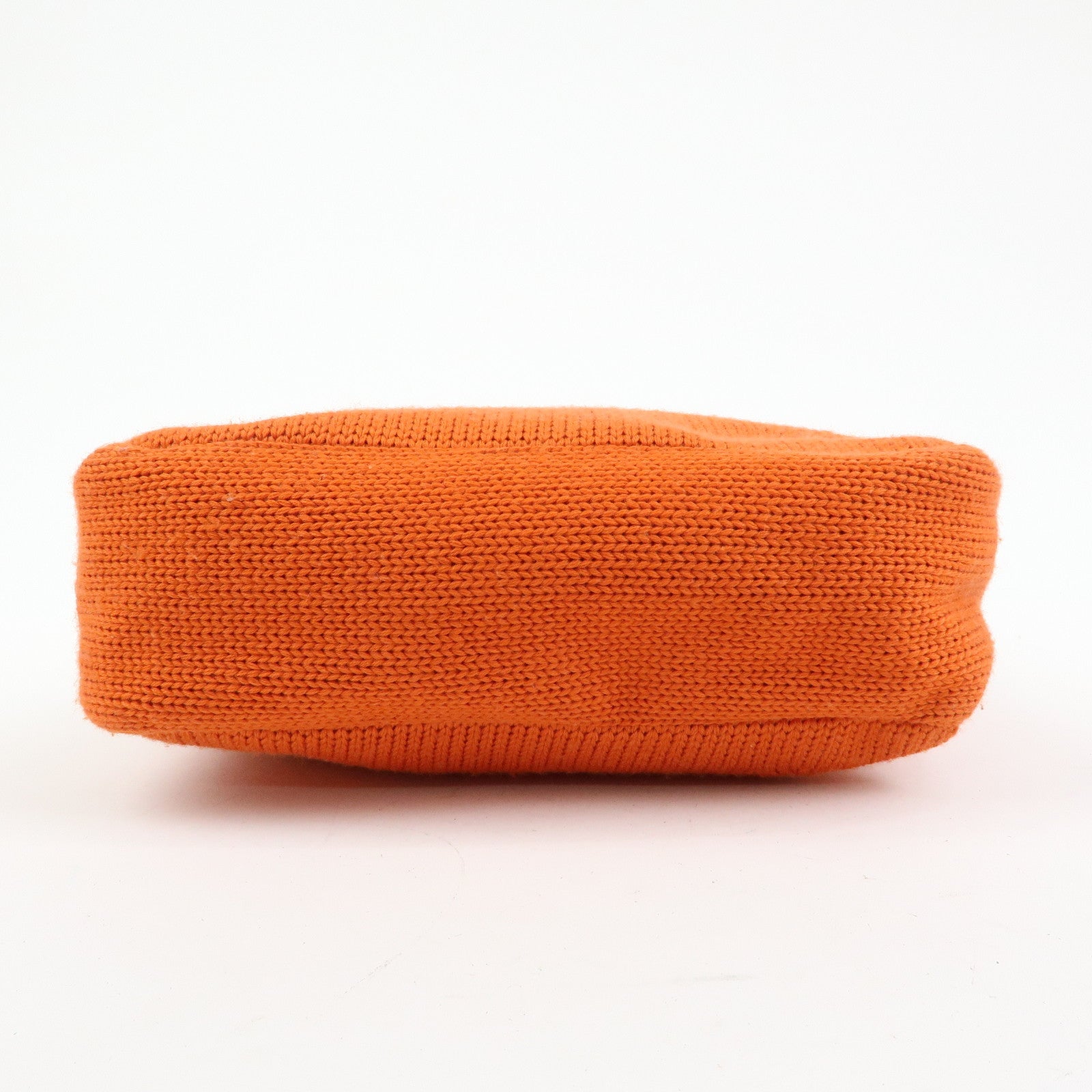 PRADA Triangle Log Wool Leather Hand Bag Shoulder Bag Orange