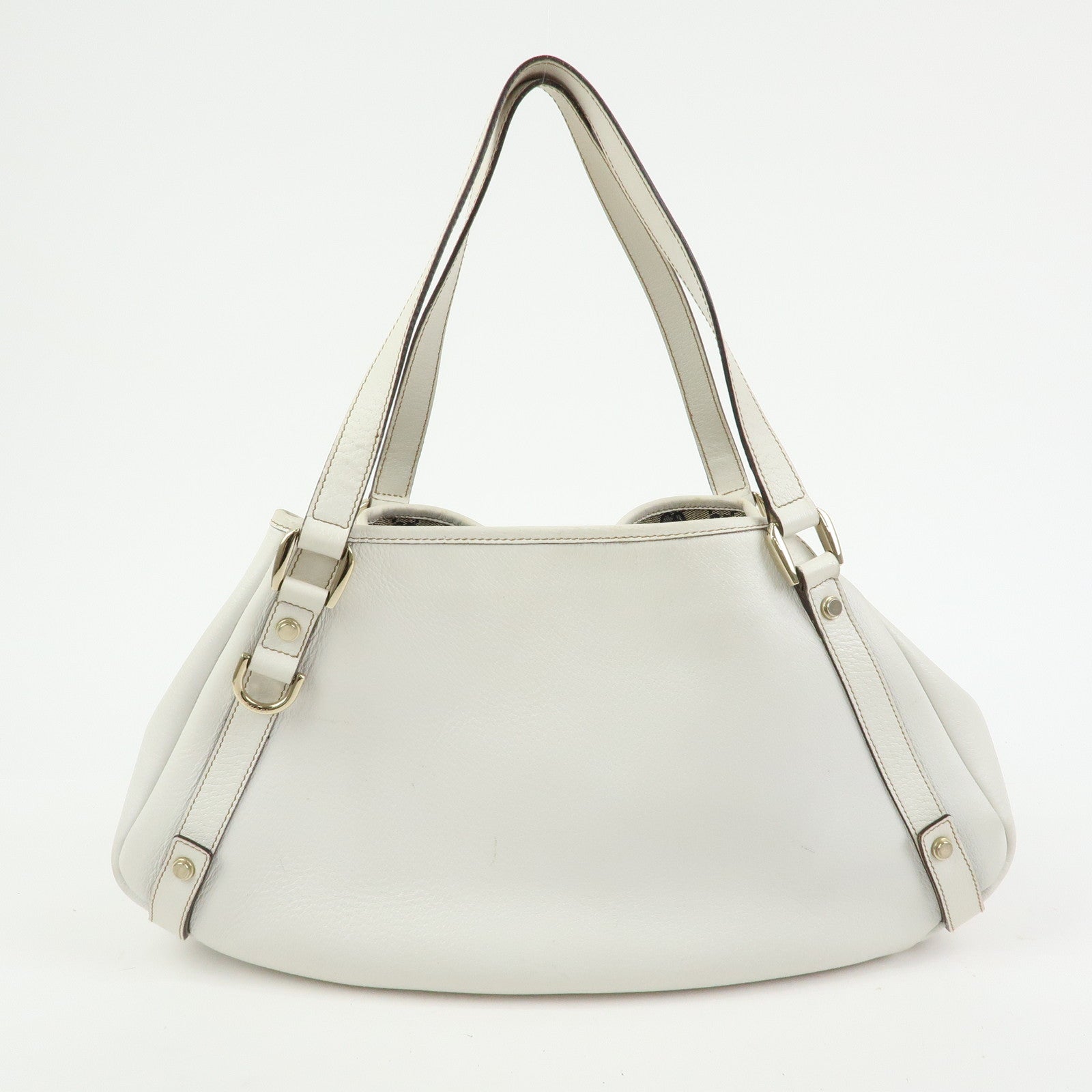 Gucci Abbey Leather Tote Bag Shoulder Bag Hand Bag White 130736