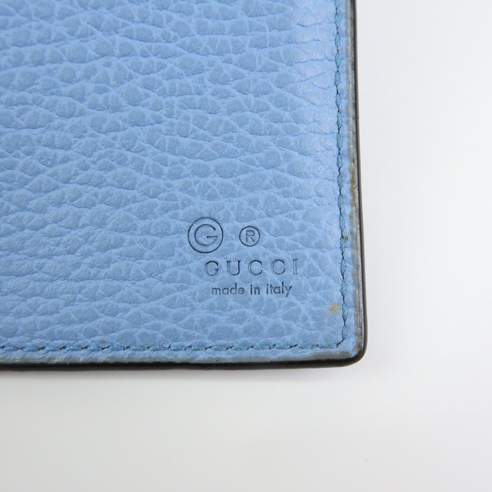 GUCCI Interlocking G Leather Flap Bi-fold Long Wallet Light Blue 449279