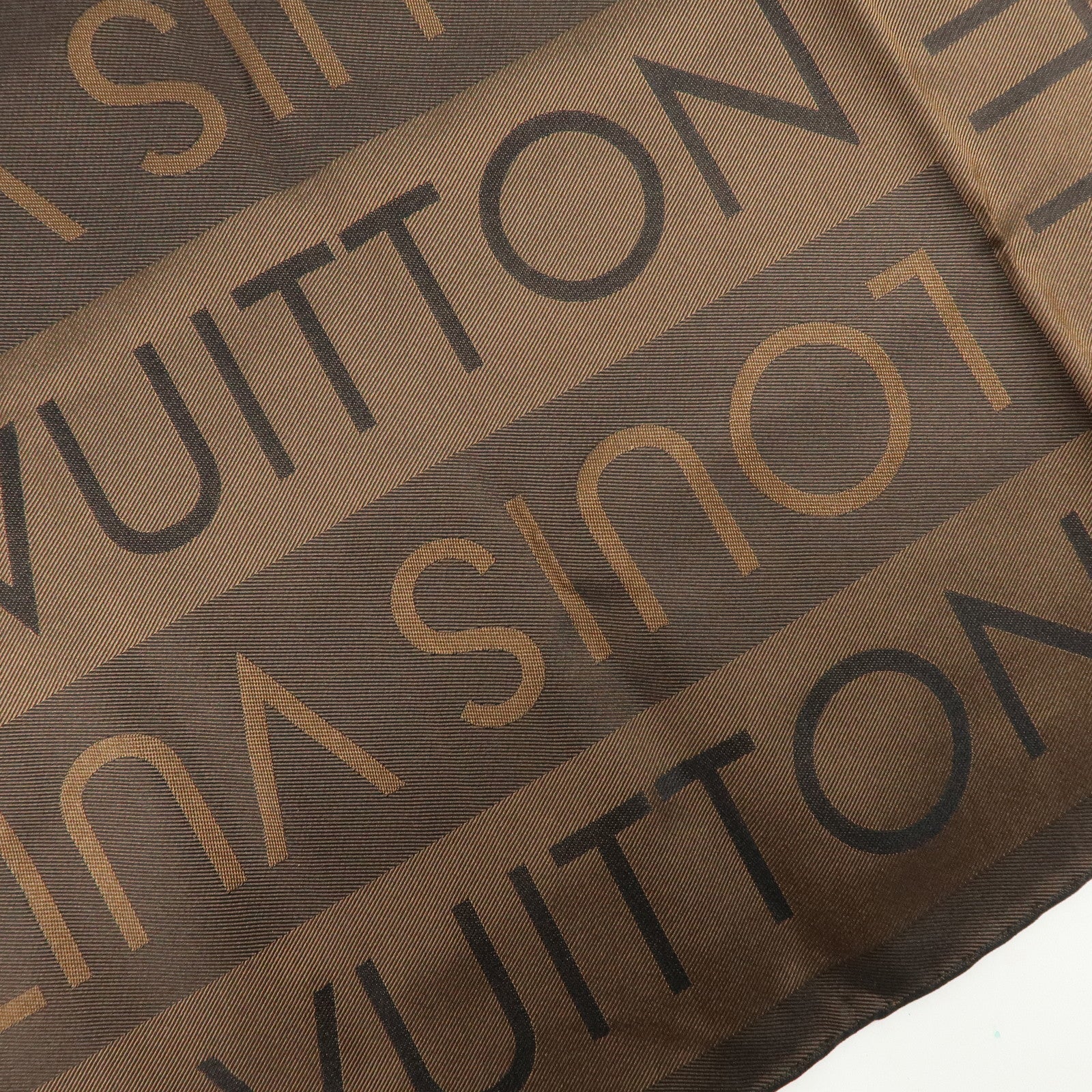 Louis Vuitton Logo Pattern Silk 100% Scarf Brown  70×70