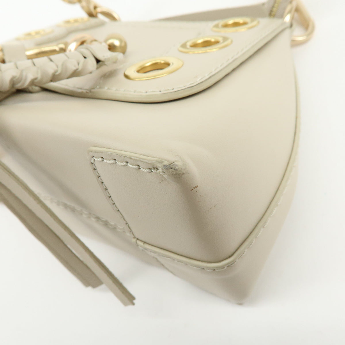 Chloe See By Chloe Joan Leather Hand Bag Clutch Bag Beige