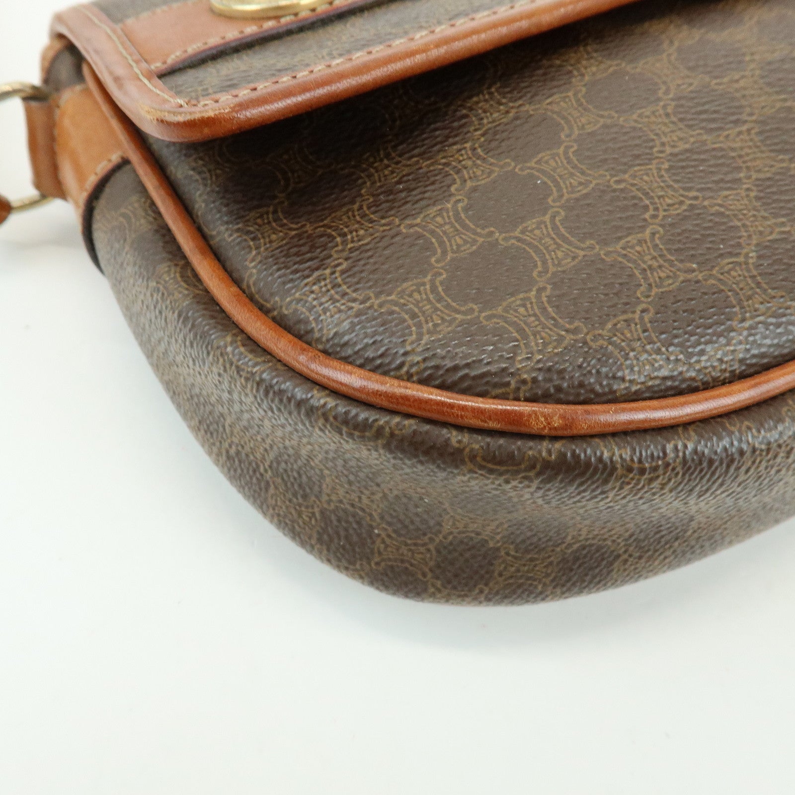 CELINE Macadam PVC Leather Shoulder Bag Crossbody Bag Brown