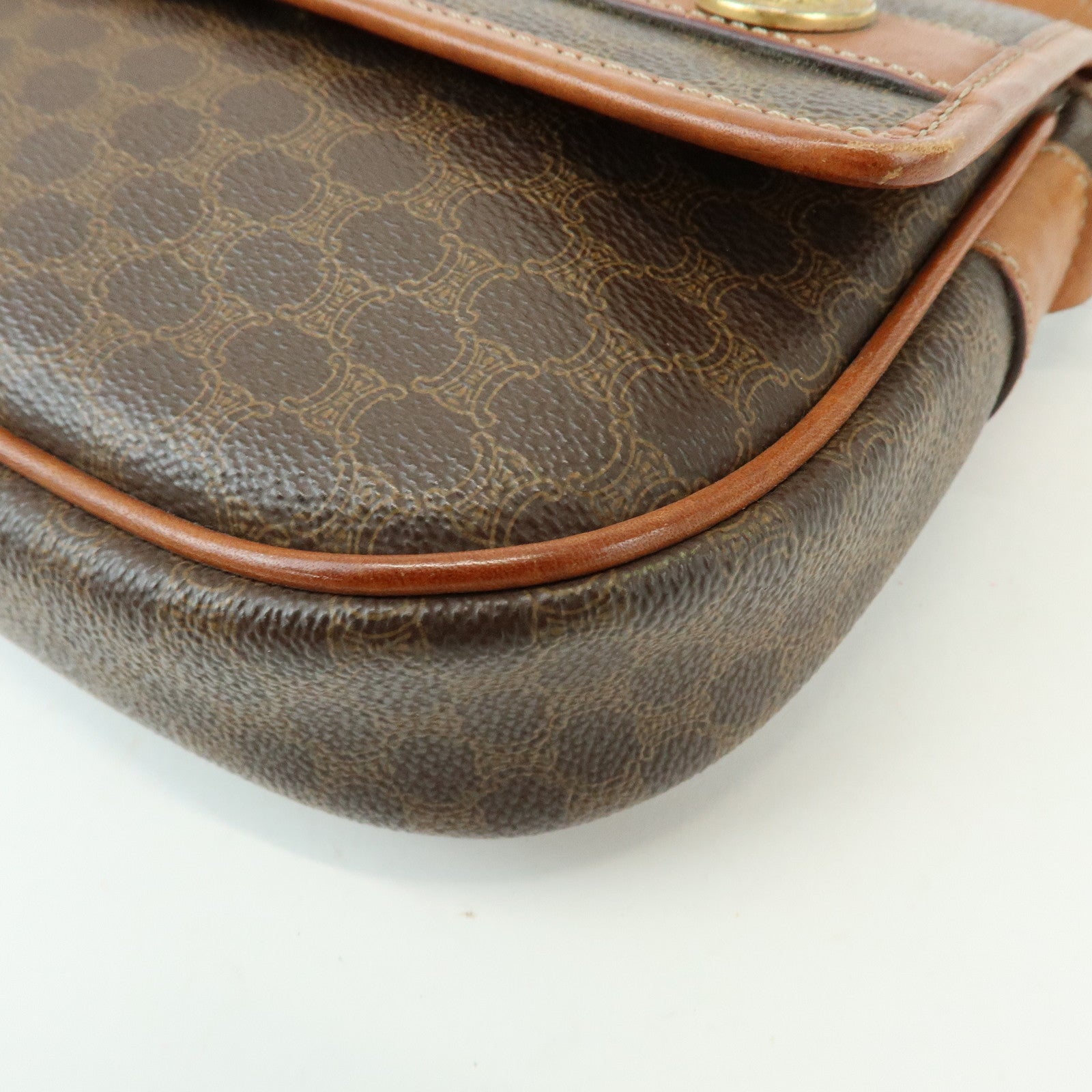 CELINE Macadam PVC Leather Shoulder Bag Crossbody Bag Brown
