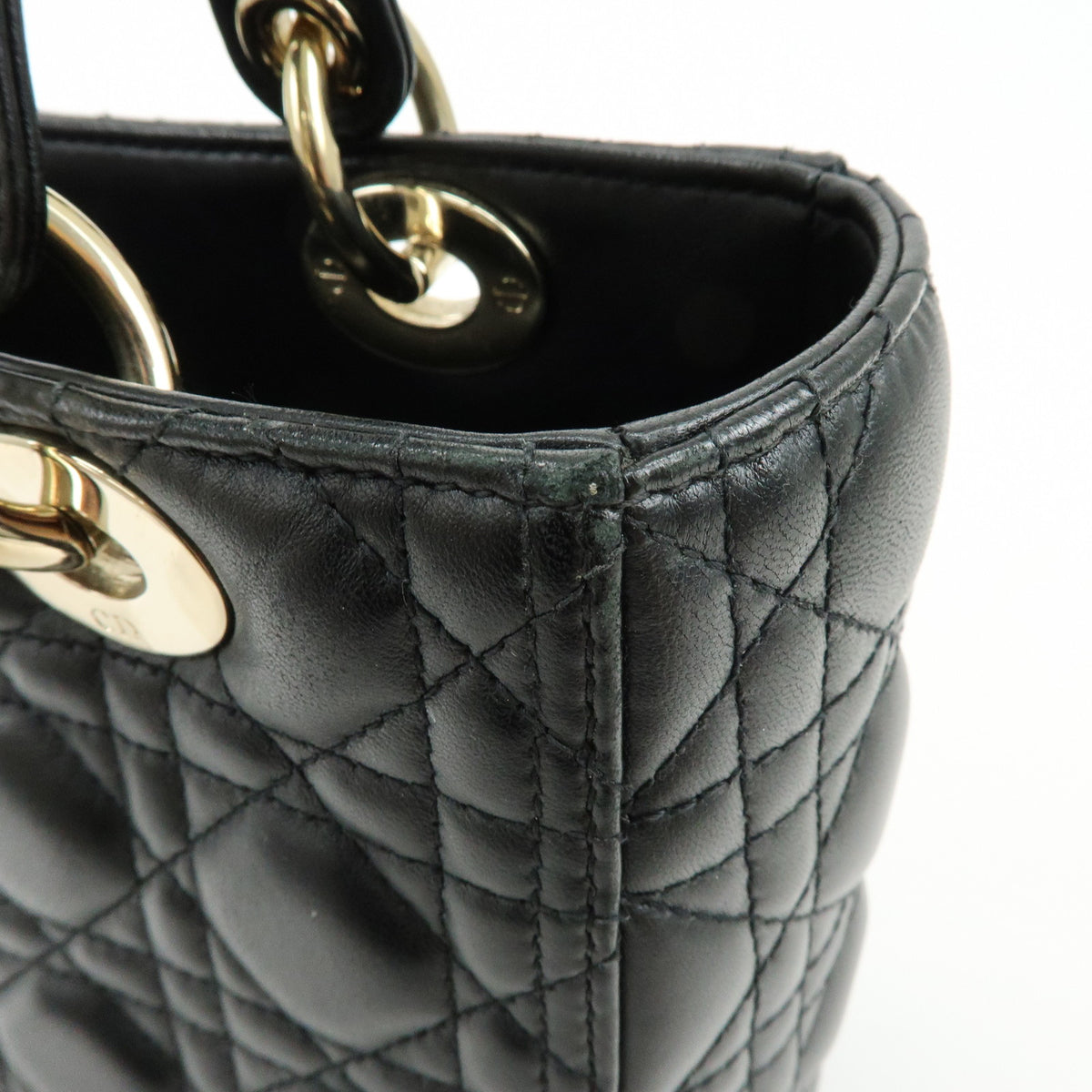 Christian Dior Lady Dior Cannage Lamb skin 2Way Hand Shoulder Bag Black