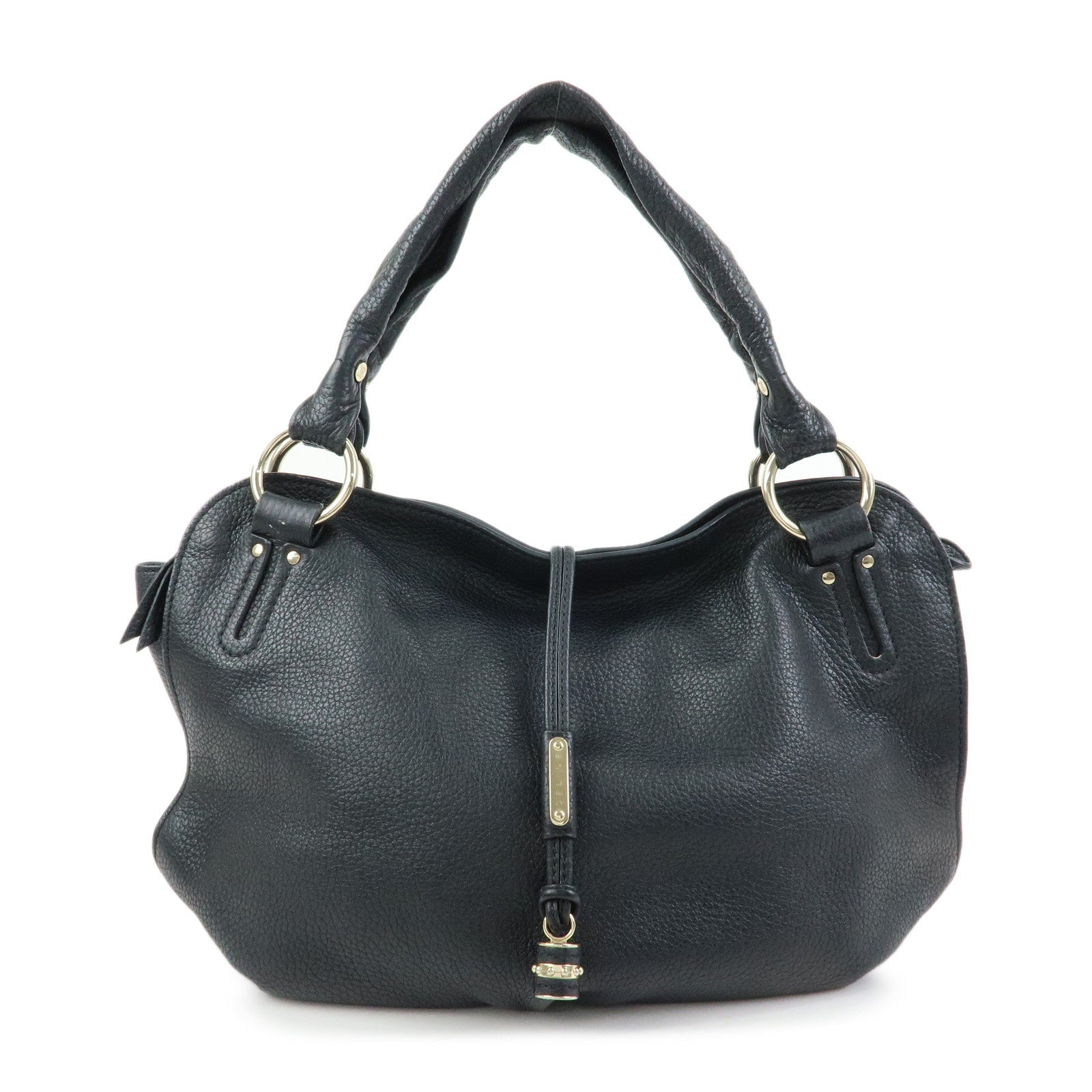 CELINE Macadam Bittersweet Leather Shoulder Bag Hand Bag Black