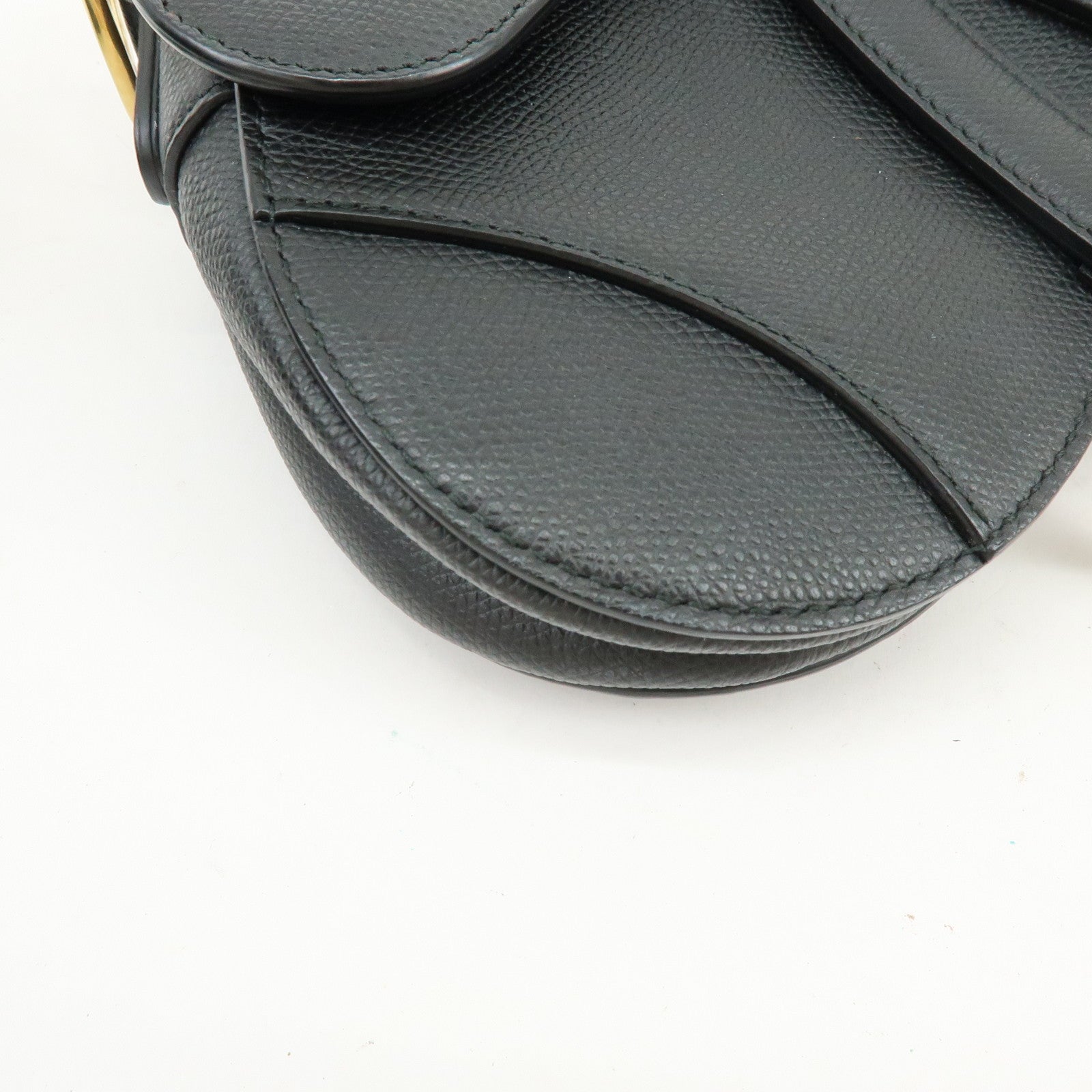 Christian Dior CD Logo Saddle Bag Leather Hand Bag Black