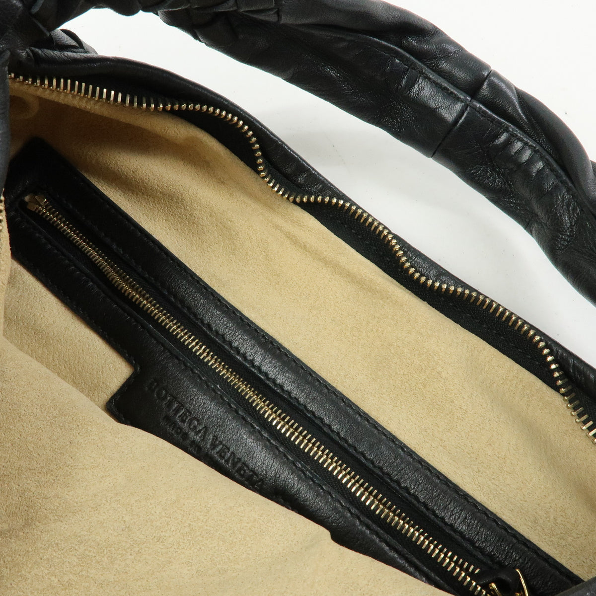BOTTEGA VENETA Hobo Intrecciato Leather Shoulder Bag Black 115653