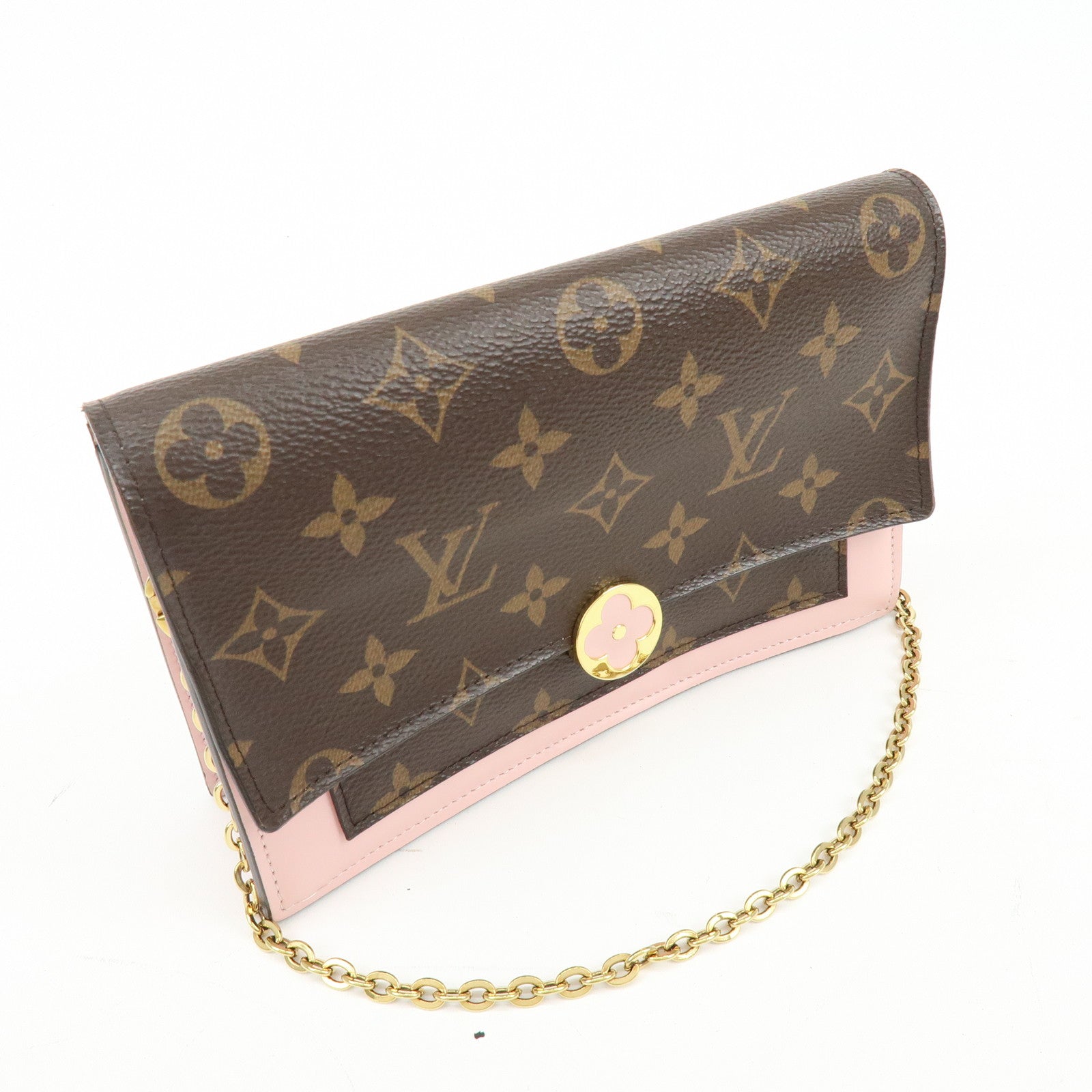 Louis Vuitton Monogram Portefeuille Flore Chain Wallet Pink M67405