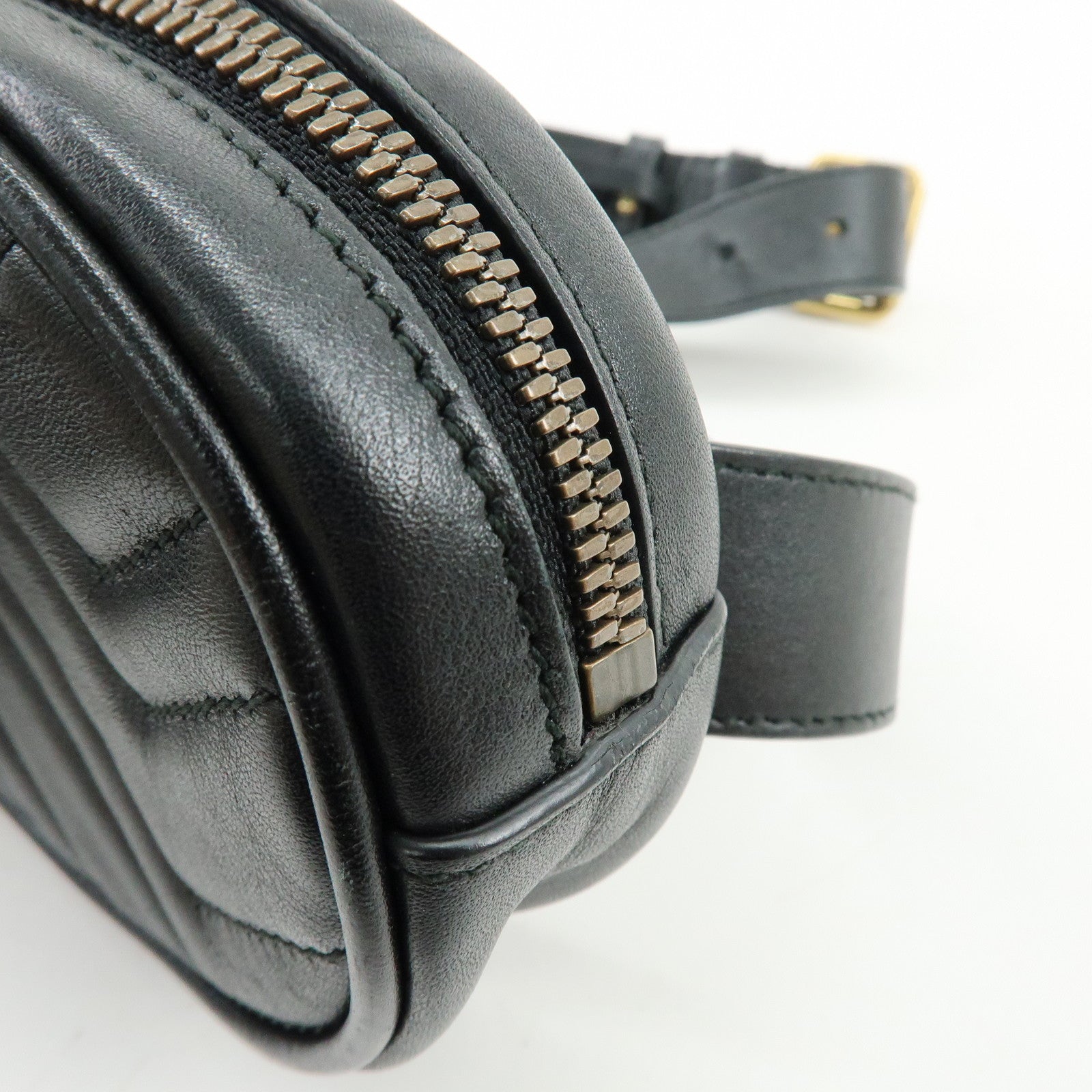 GUCCI GG Marmont Leather Waist Bag Crosbody Bag Black 476434