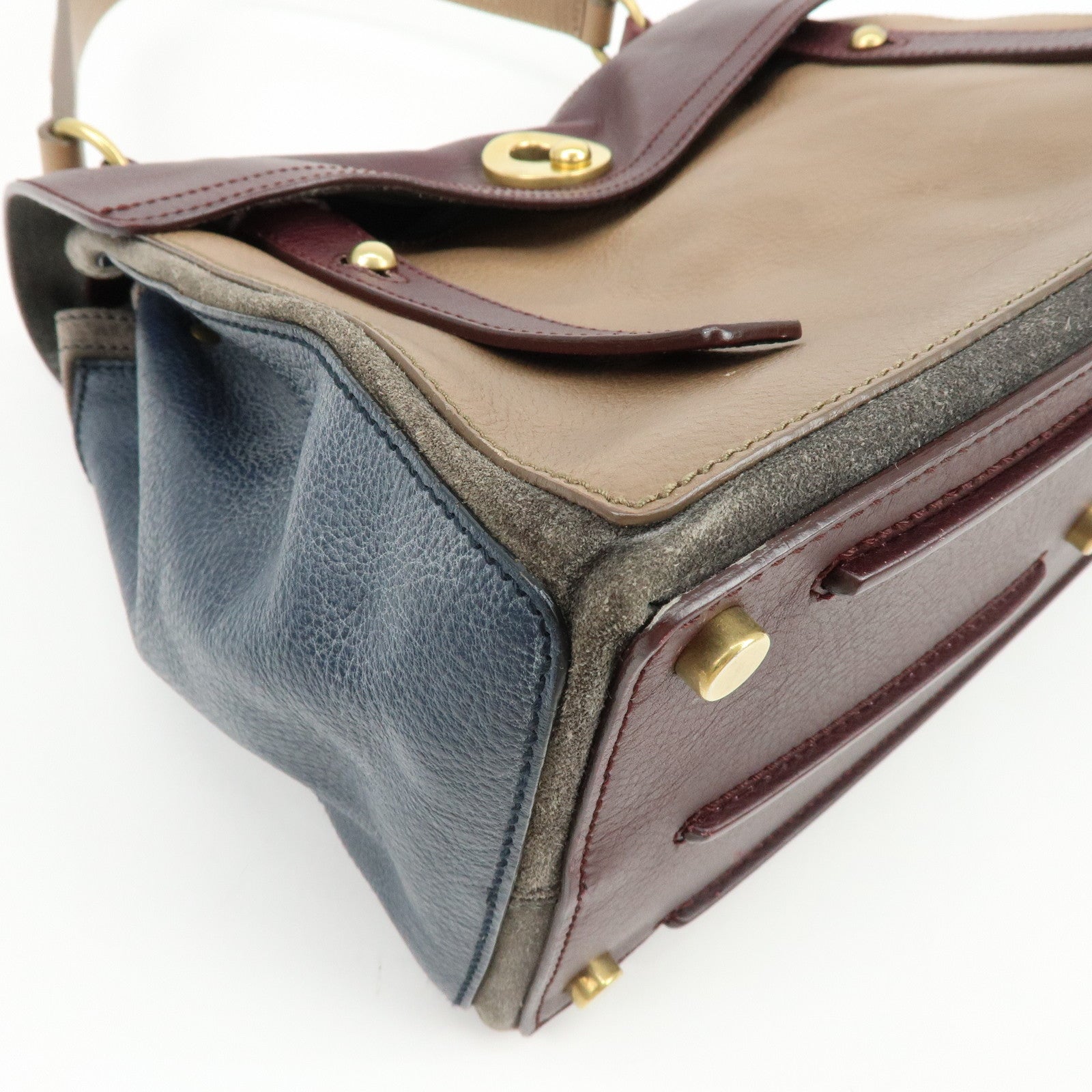 SAINT LAURENT PARIS Baby Cabas Leather Hand Bag Boudreaux Beige