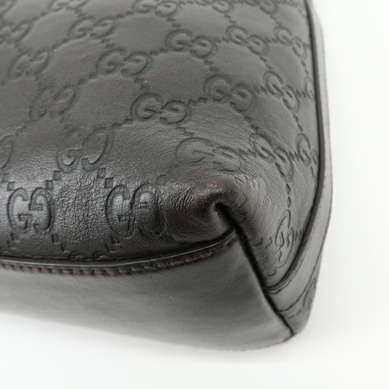 GUCCI Guccissima Interlocking G Leather Shoulder Bag Brown 339553